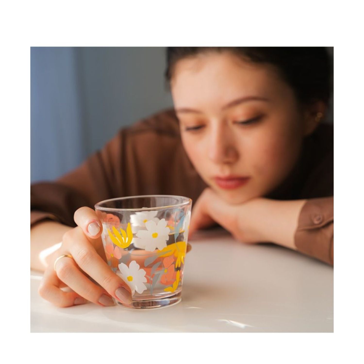 WPC Glass Tumbler 250ML (Camellia Navy)