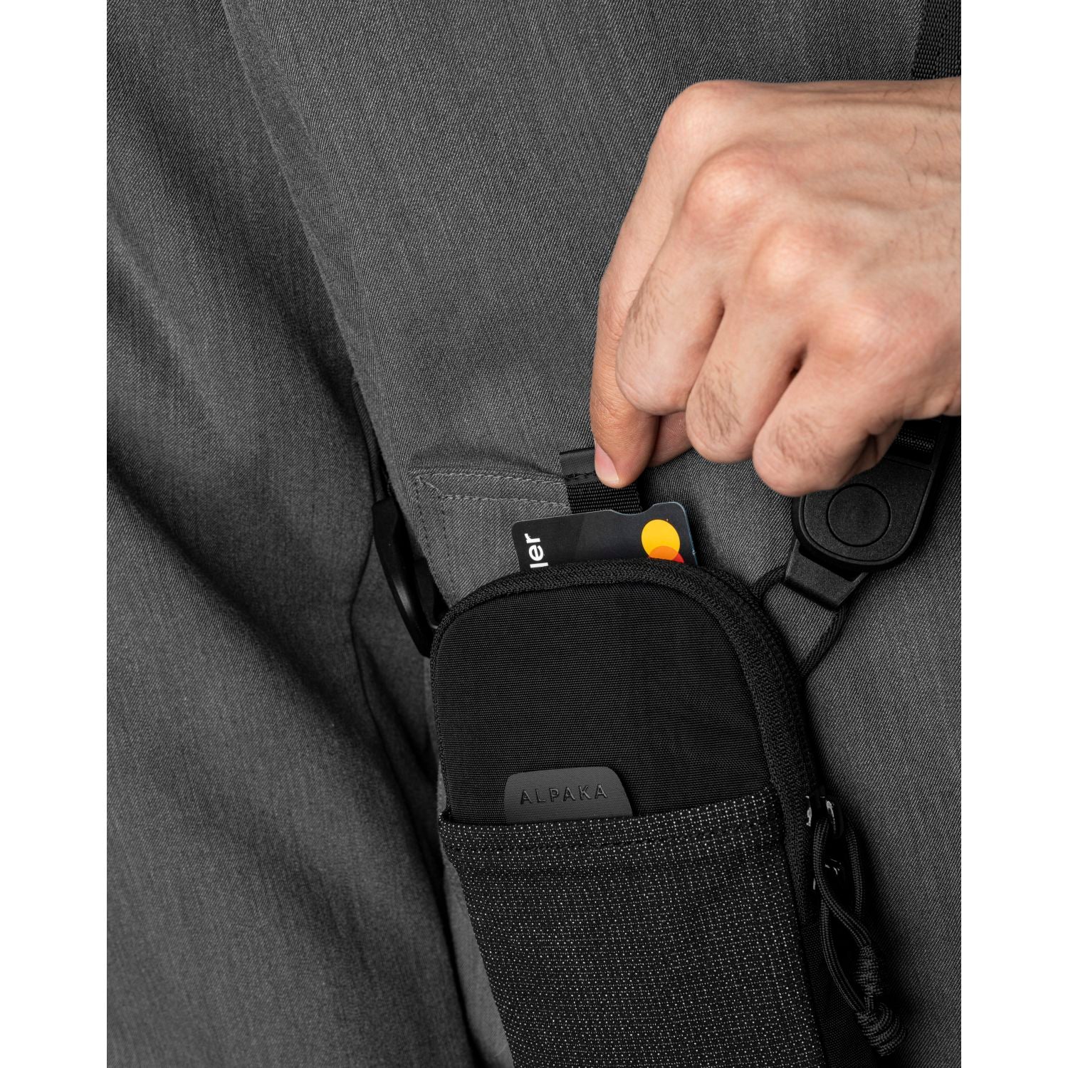 ALPAKA Modular Shoulder Pocket Slim Nylon Washed Axoflux 400D (Black)