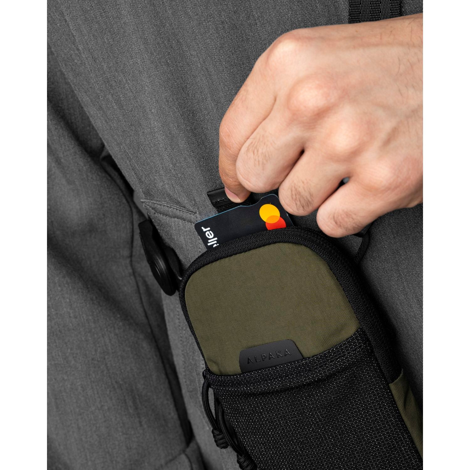 ALPAKA Modular Shoulder Pocket Slim Nylon Washed Axoflux 400D (Green)