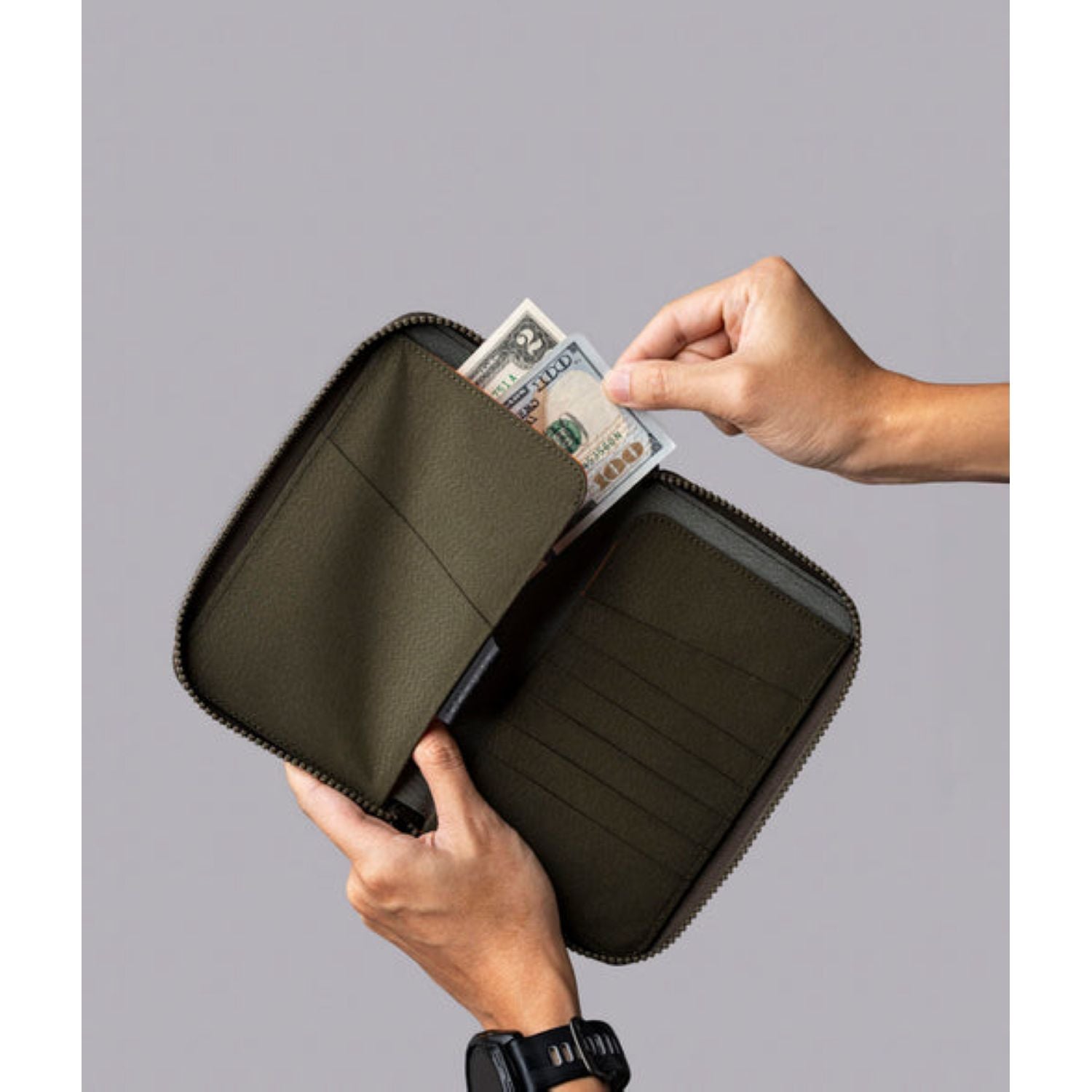 ALPAKA Zip Passport Wallet Axogrid 300D (Army Green)