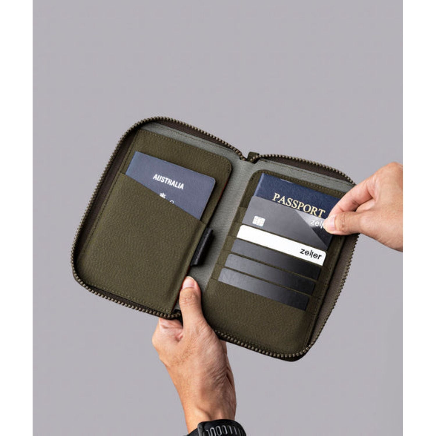 ALPAKA Zip Passport Wallet Axogrid 300D (Army Green)