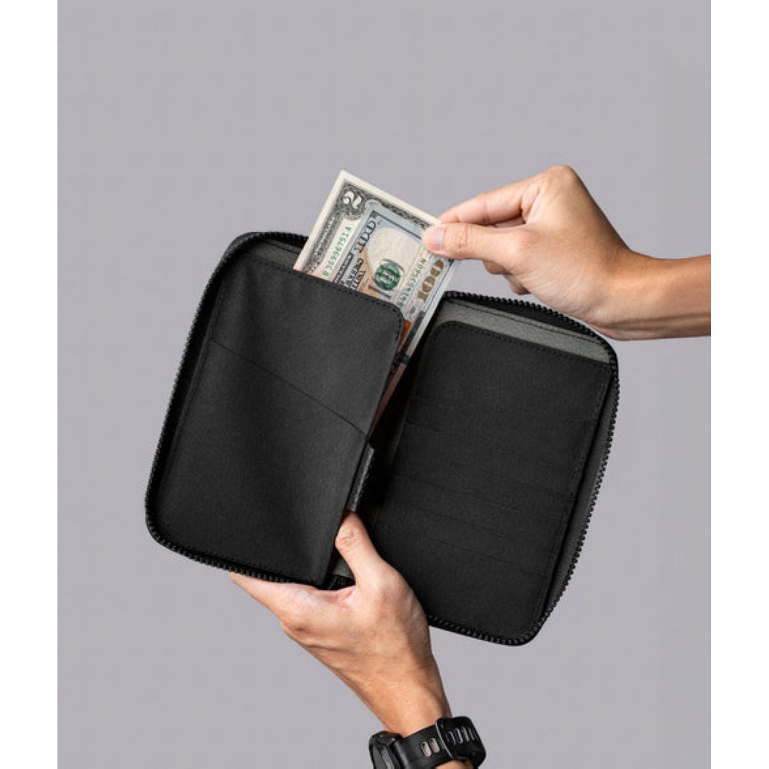 ALPAKA Zip Passport Wallet Axogrid 300D (Black)