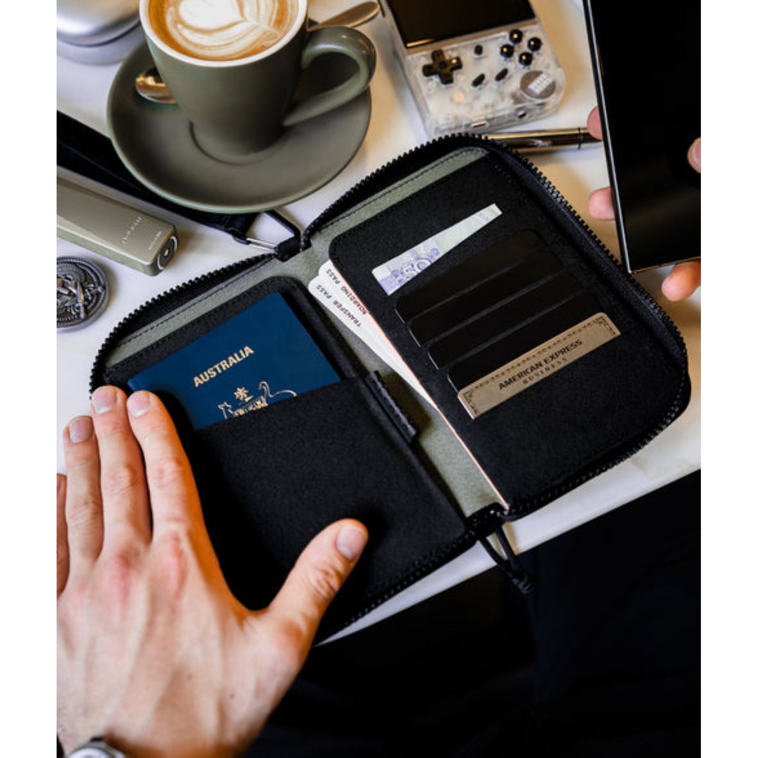 ALPAKA Zip Passport Wallet Axogrid 300D (Black)