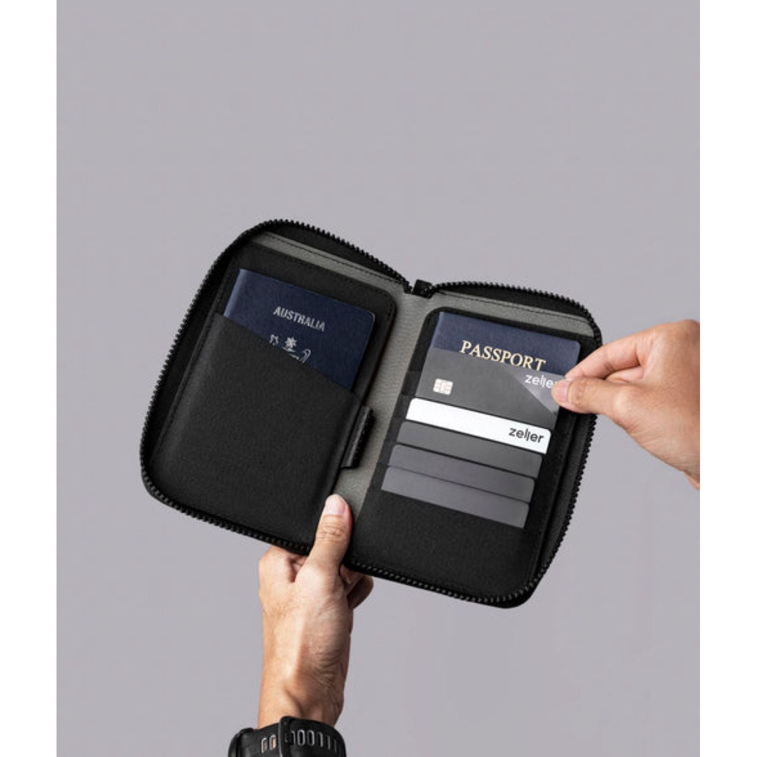 ALPAKA Zip Passport Wallet Axogrid 300D (Black)