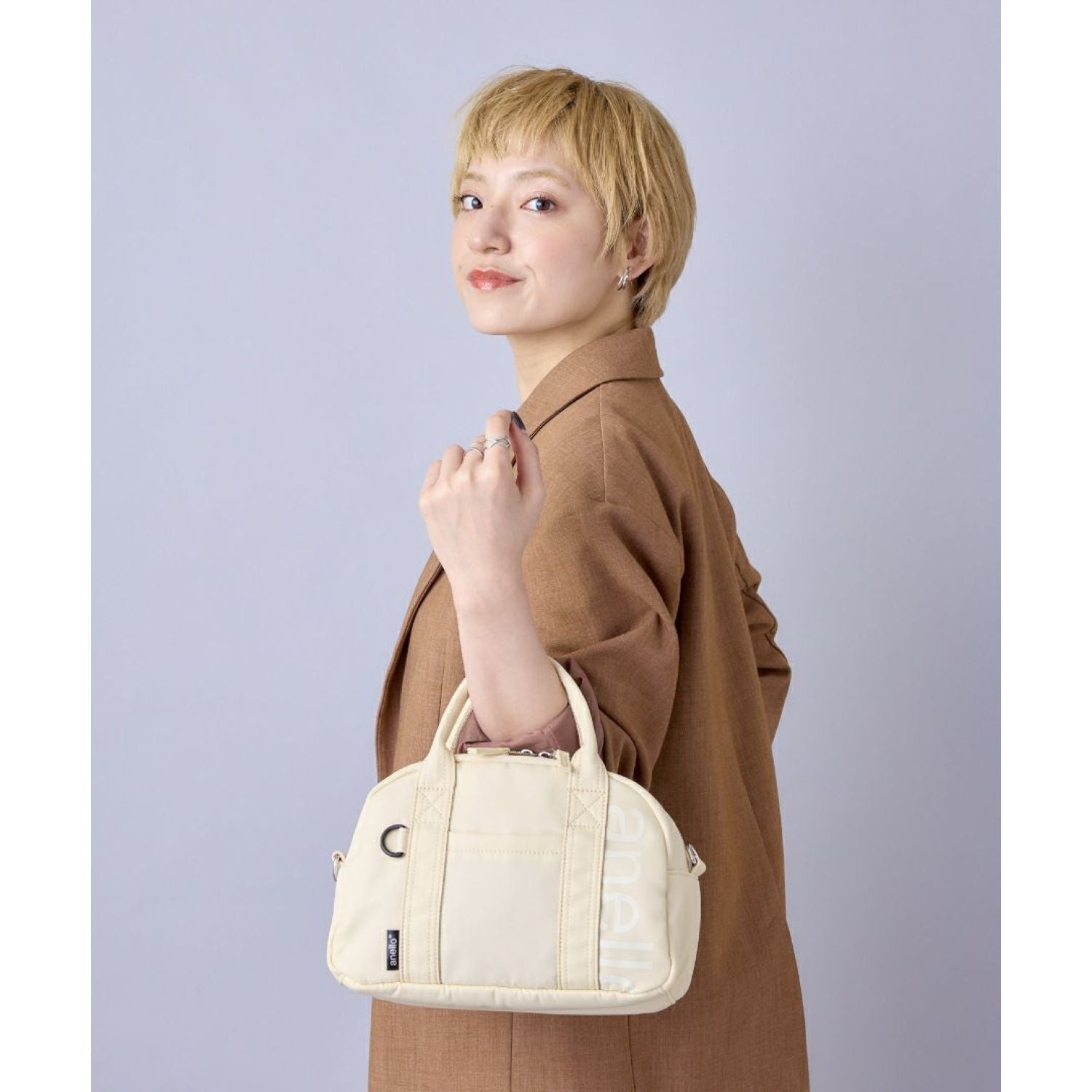 Anello Alf 2Way Mini Boston Bag (Ivory)