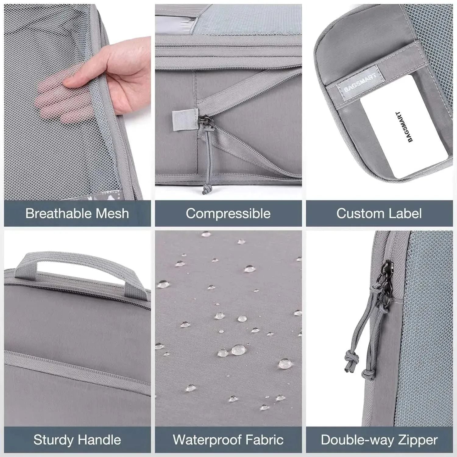 Bagsmart 6-In-1 Compression Packing Cubes (Grey)