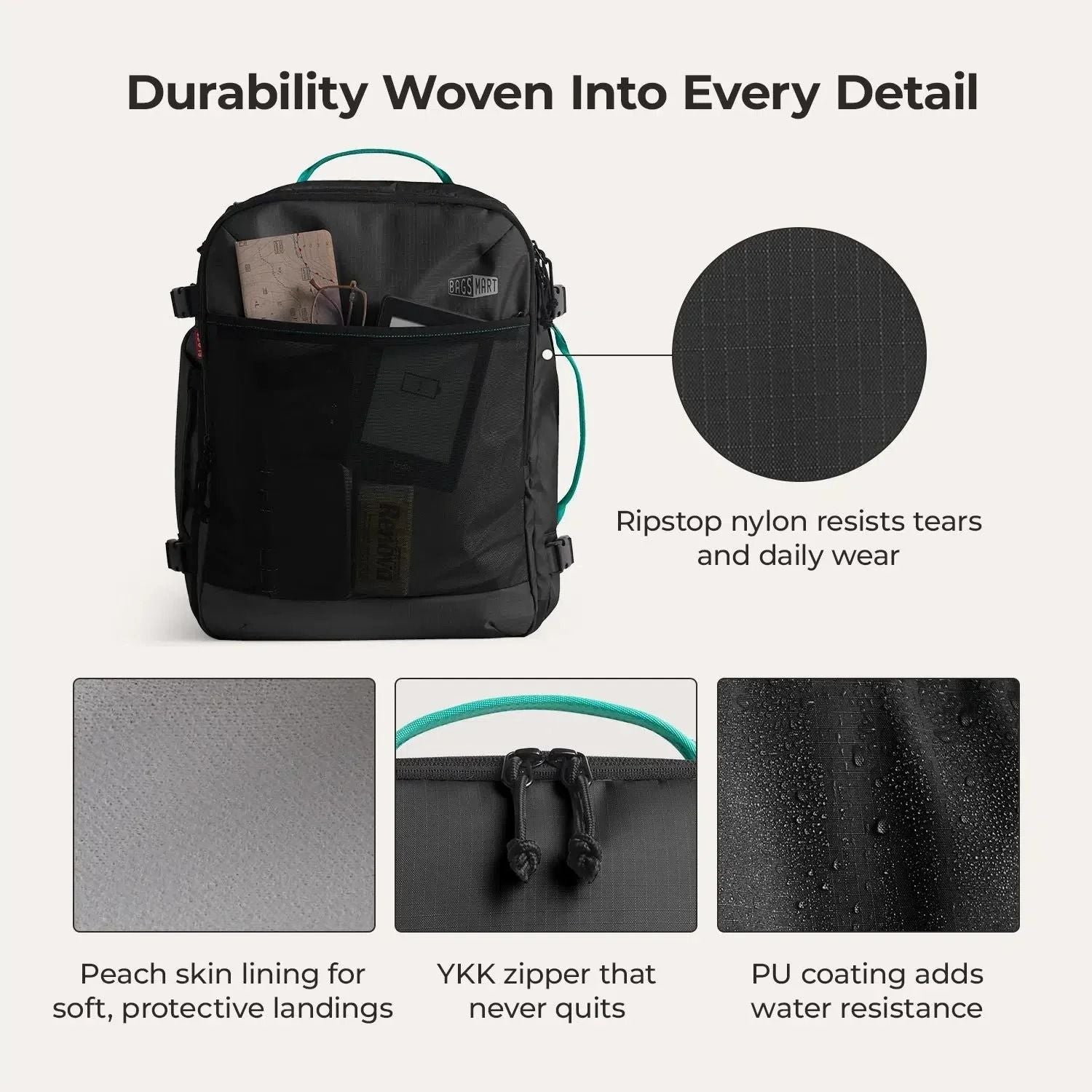 Bagsmart Blast Pro Quick Access Carry On Travel Backpack 40L (Black)