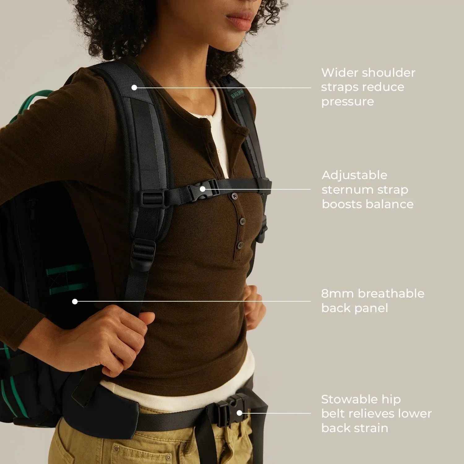 Bagsmart Blast Pro Quick Access Carry On Travel Backpack 40L (Black)