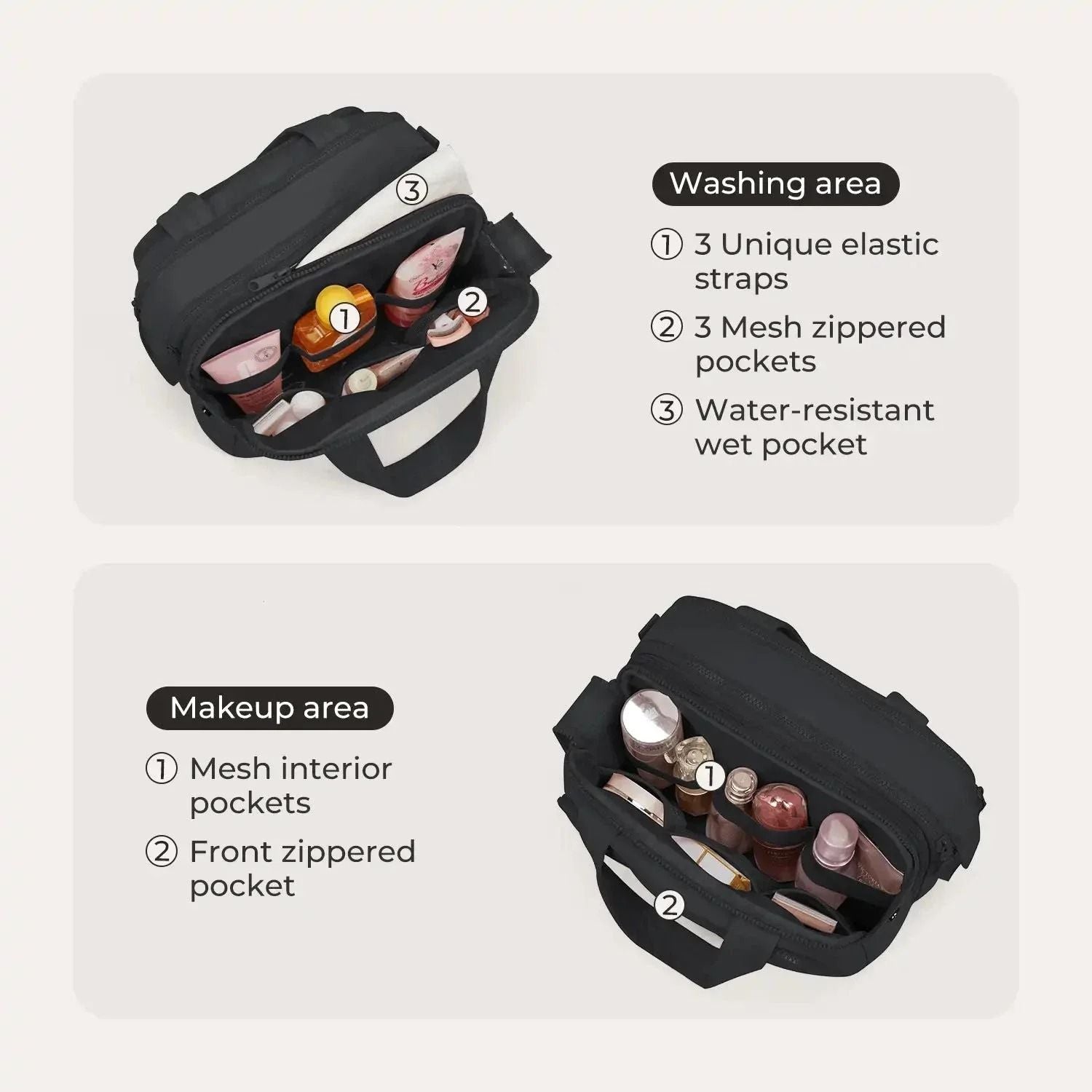 Bagsmart Crush Hanging Toiletry Bag (Black)