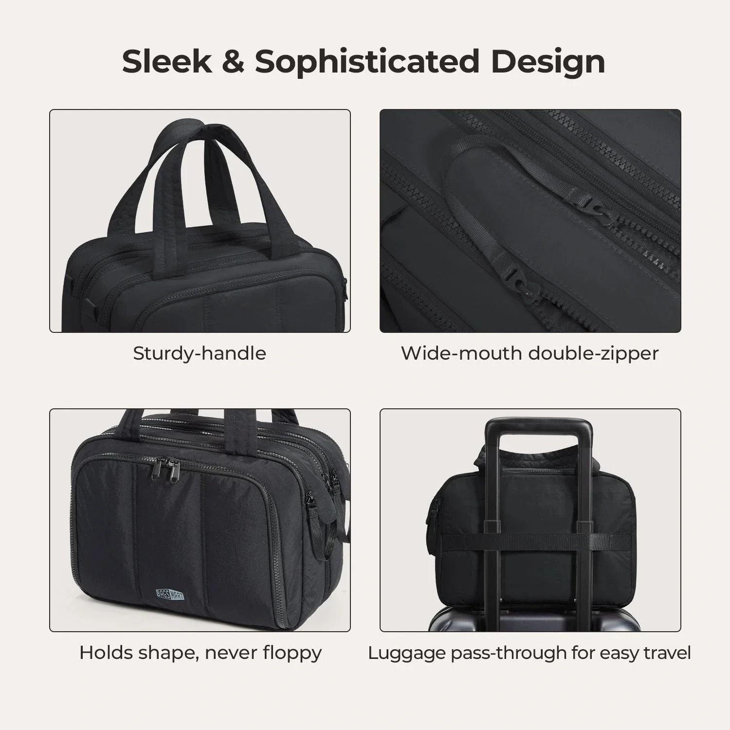 Bagsmart Crush Hanging Toiletry Bag (Black)