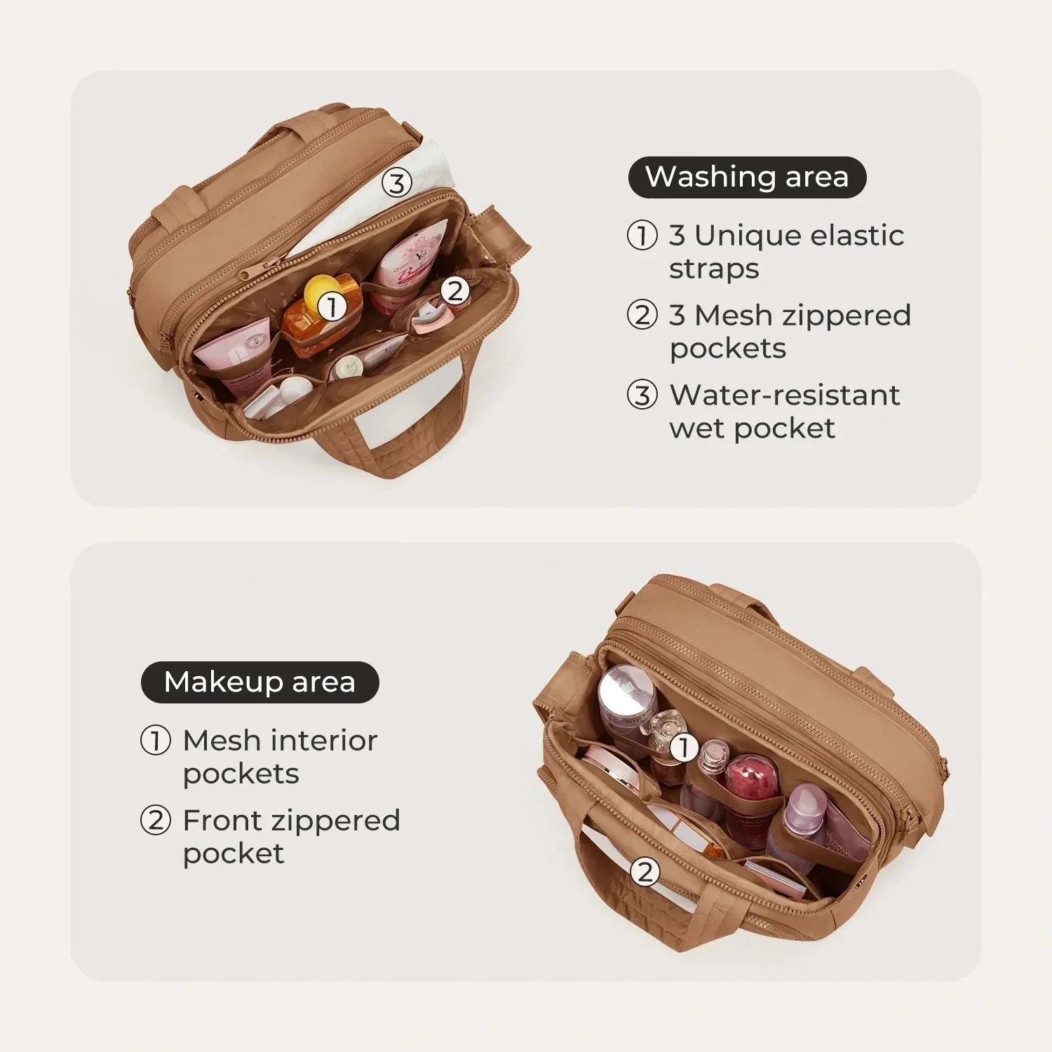 Bagsmart Crush Hanging Toiletry Bag (Brown)