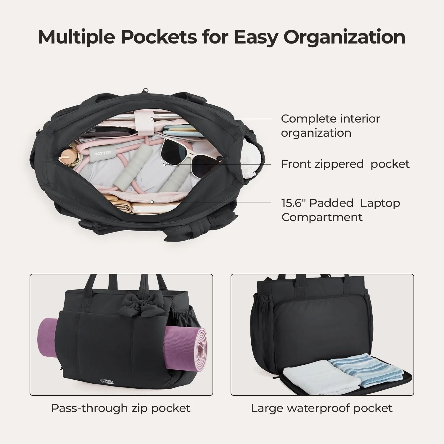 Bagsmart Crush Laptop Tote 23L (Black)