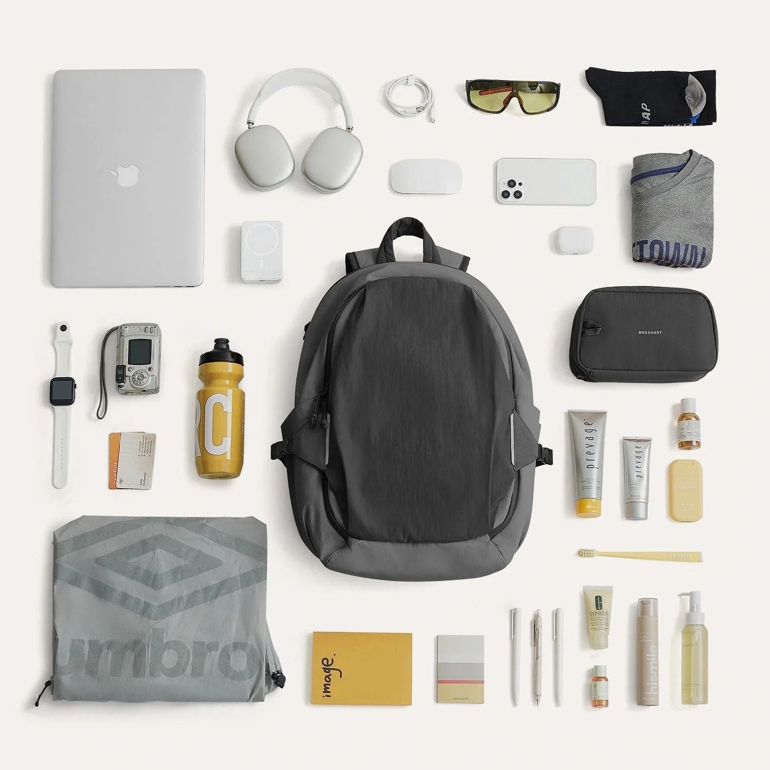 Bagsmart Soar 180° Open Clamshell Travel Backpack 25L Set (Shadow)