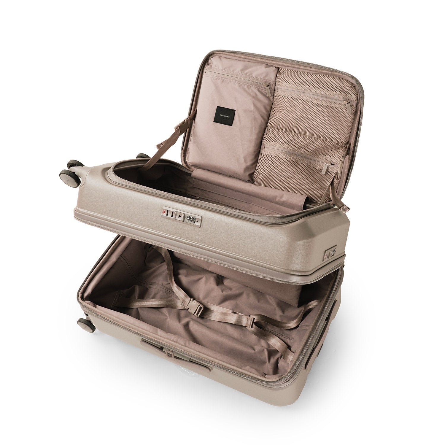 CROSSING INVI TRUNK 26" Medium Expandable Luggage With Front & Middle Access - Latte