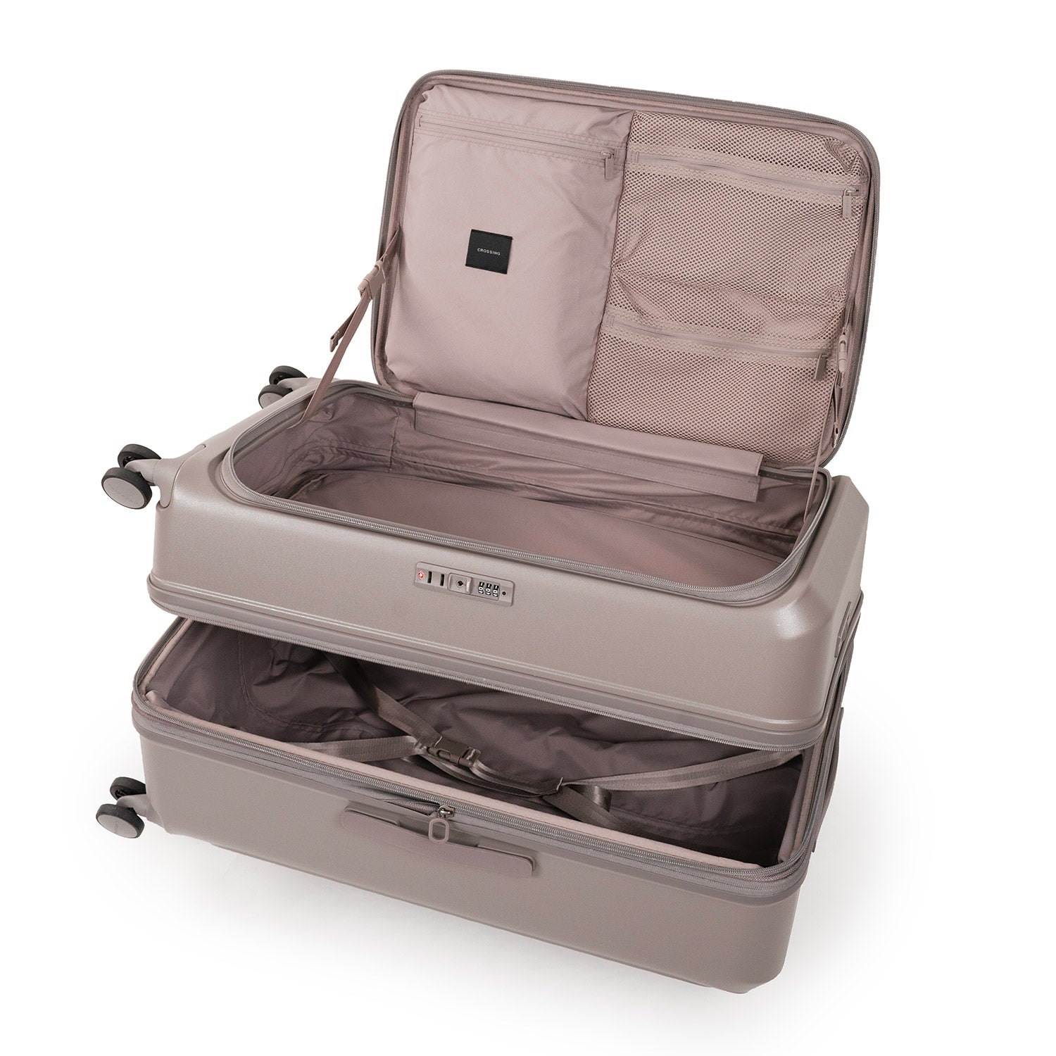 CROSSING INVI TRUNK 30" Large Expandable Luggage With Front & Middle Access - Latte