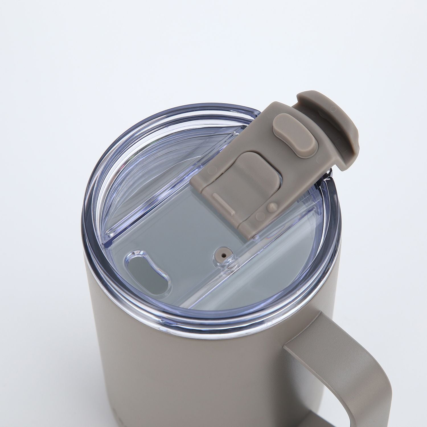 Crossing Neo Insulated S/S Leakproof Ceramic Mug W Handle And Lid 400ml - Latte (Light Grey)