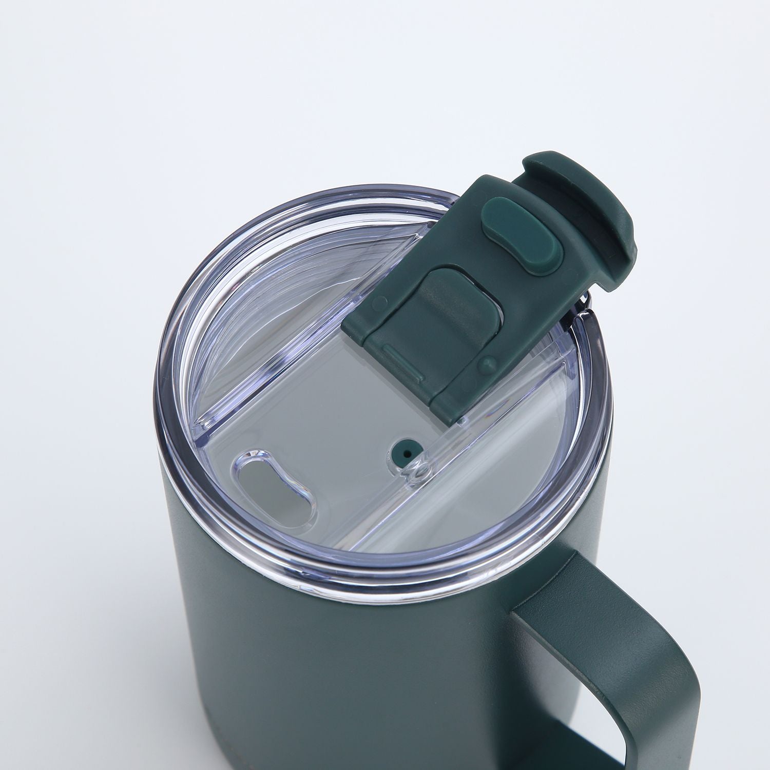 Crossing Neo Insulated S/S Leakproof Ceramic Mug W Handle And Lid 400ml - Squash (Dark Green)