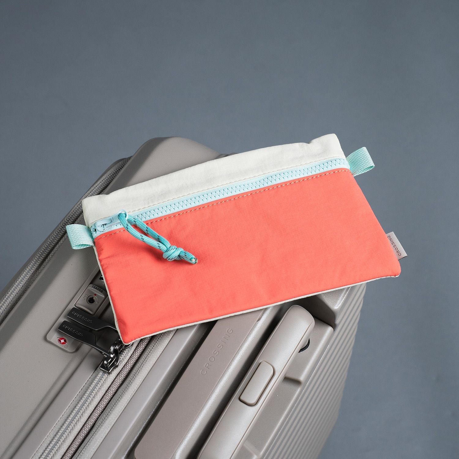 Crossing Tessa Colour Block Pouch Large - Coral/White Beige