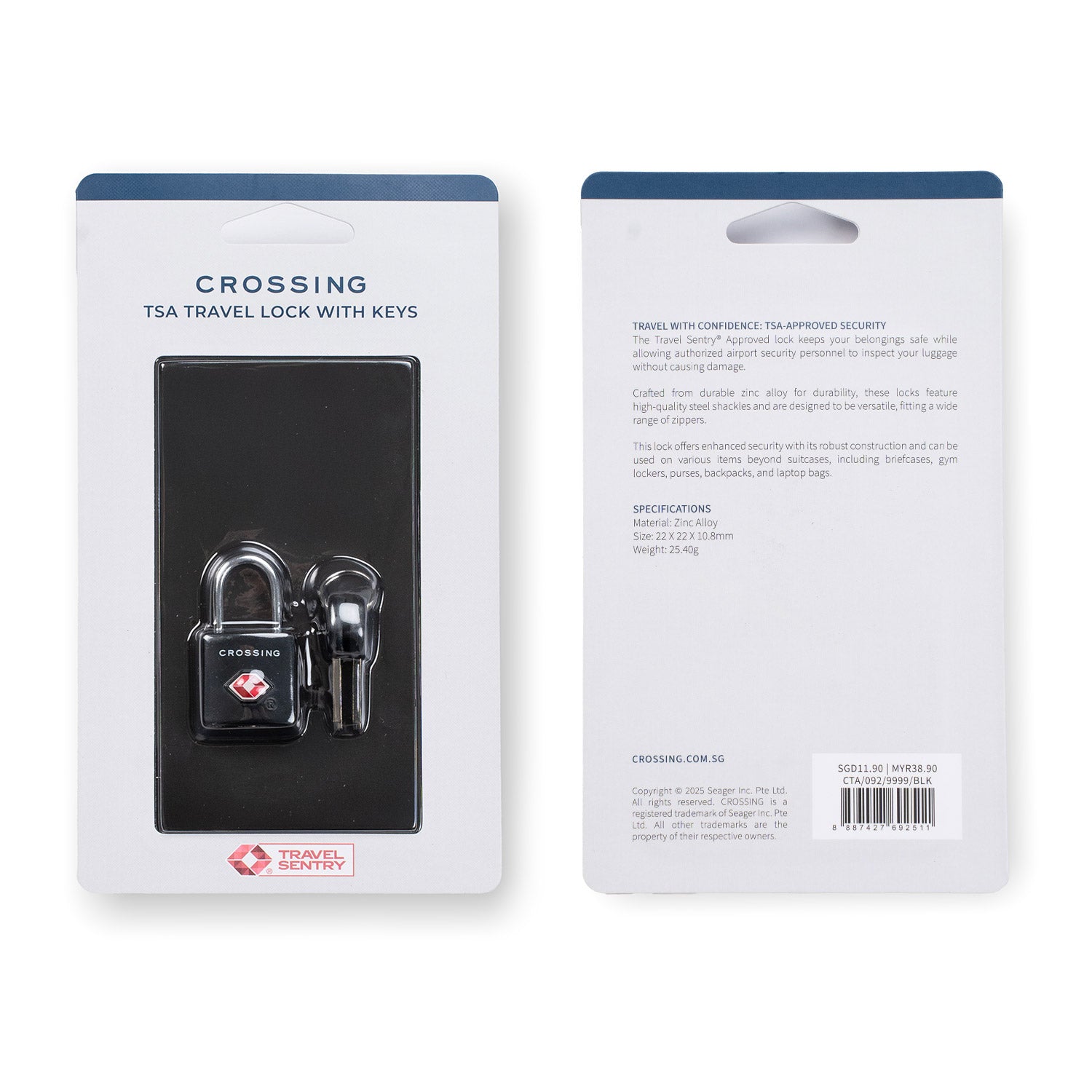 Crossing TSA Travel Lock With Keys - Black