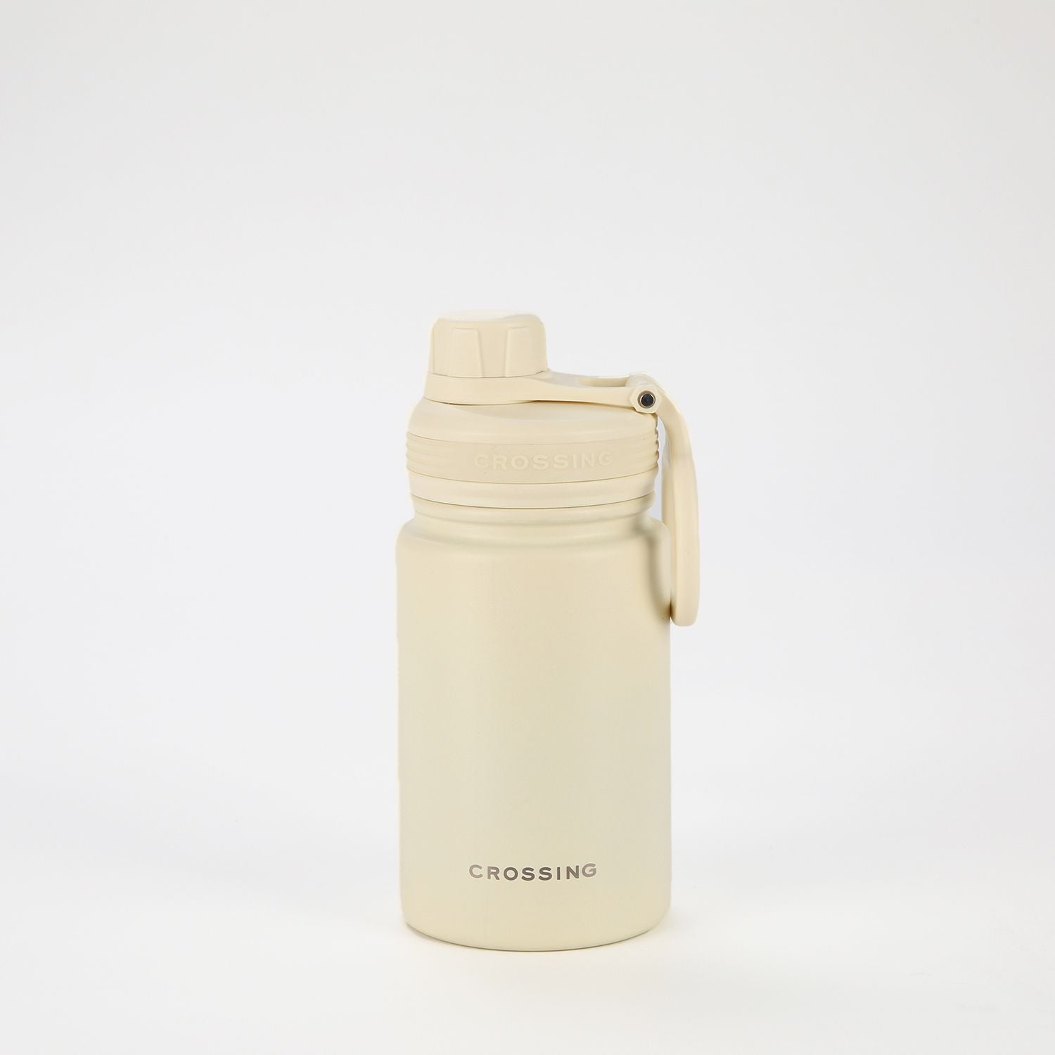 Crossing Urban Ceramic S/S Insulated Screw Cap Sports Bottle With Handle 400ml - Cotton (White)