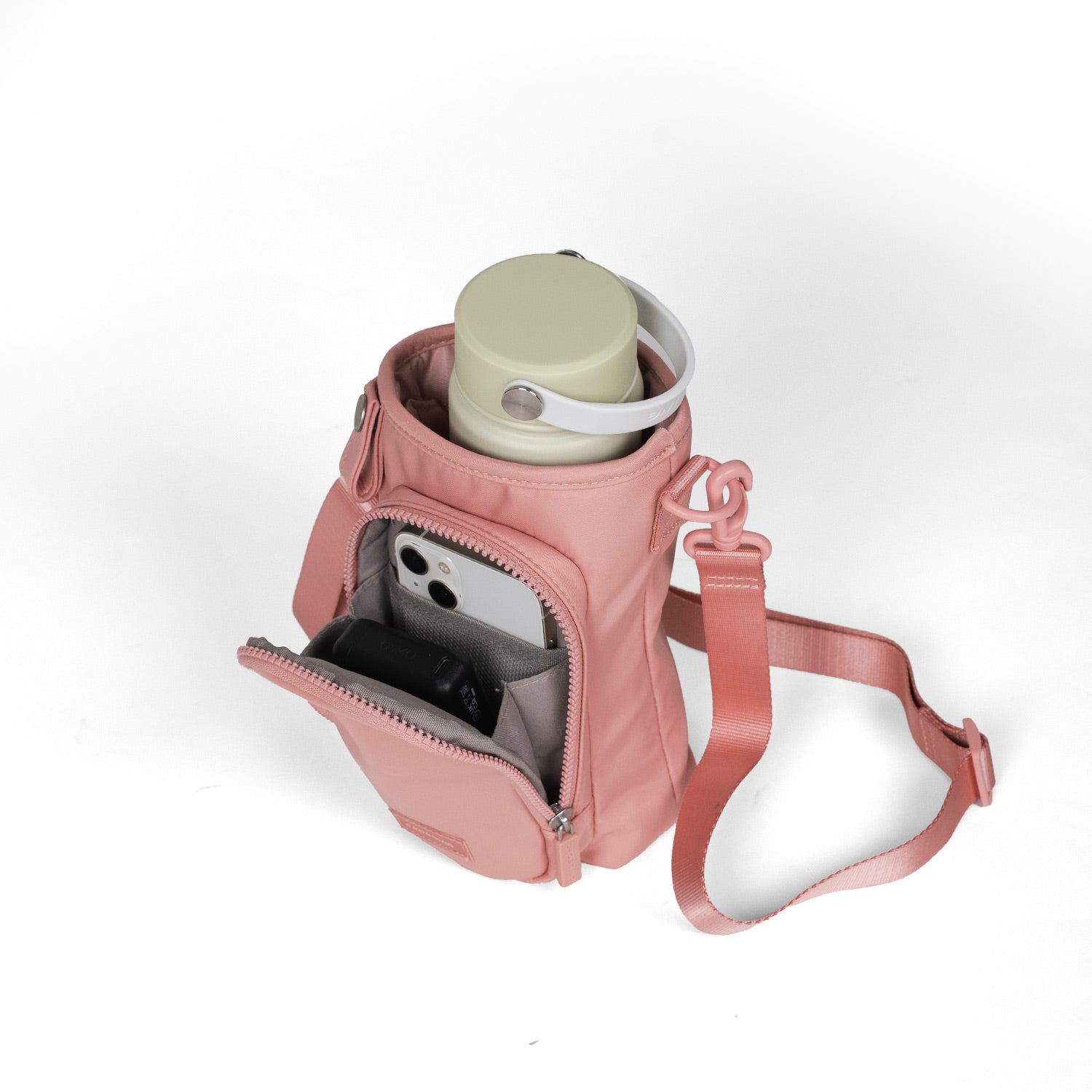 Crossing Water Bottle Crossbody Bag With Front Pocket 2L - Dusty Pink