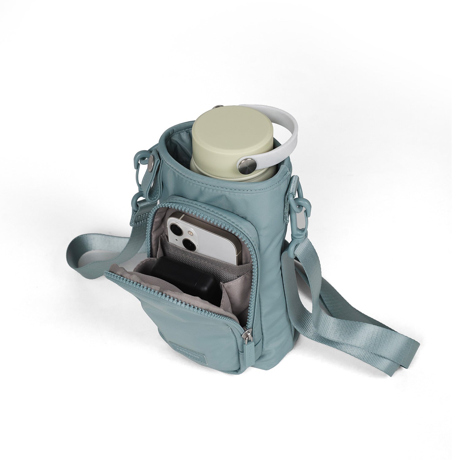 Crossing Water Bottle Crossbody Bag With Front Pocket 2L - Sage Green