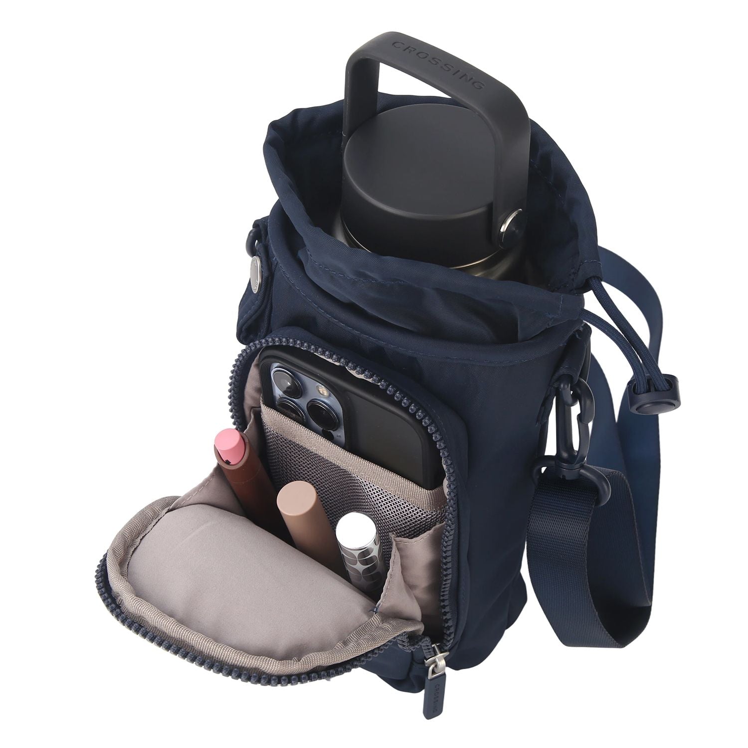 Crossing Water Bottle Crossbody Bag With Front Pocket 2L V2 - Dark Blue