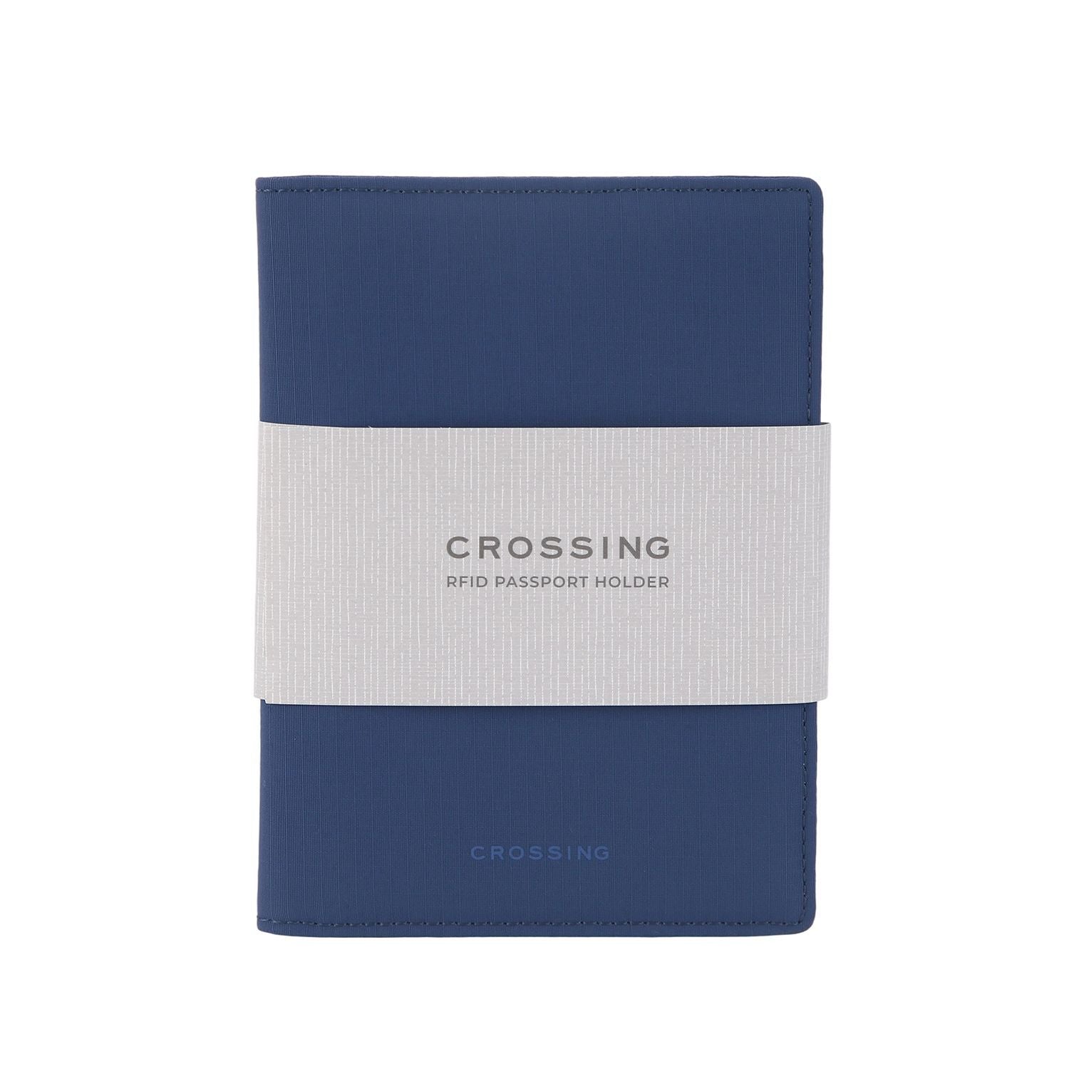 Crossing Waterproof Checked Nylon Passport Cover RFID - Smoke Blue