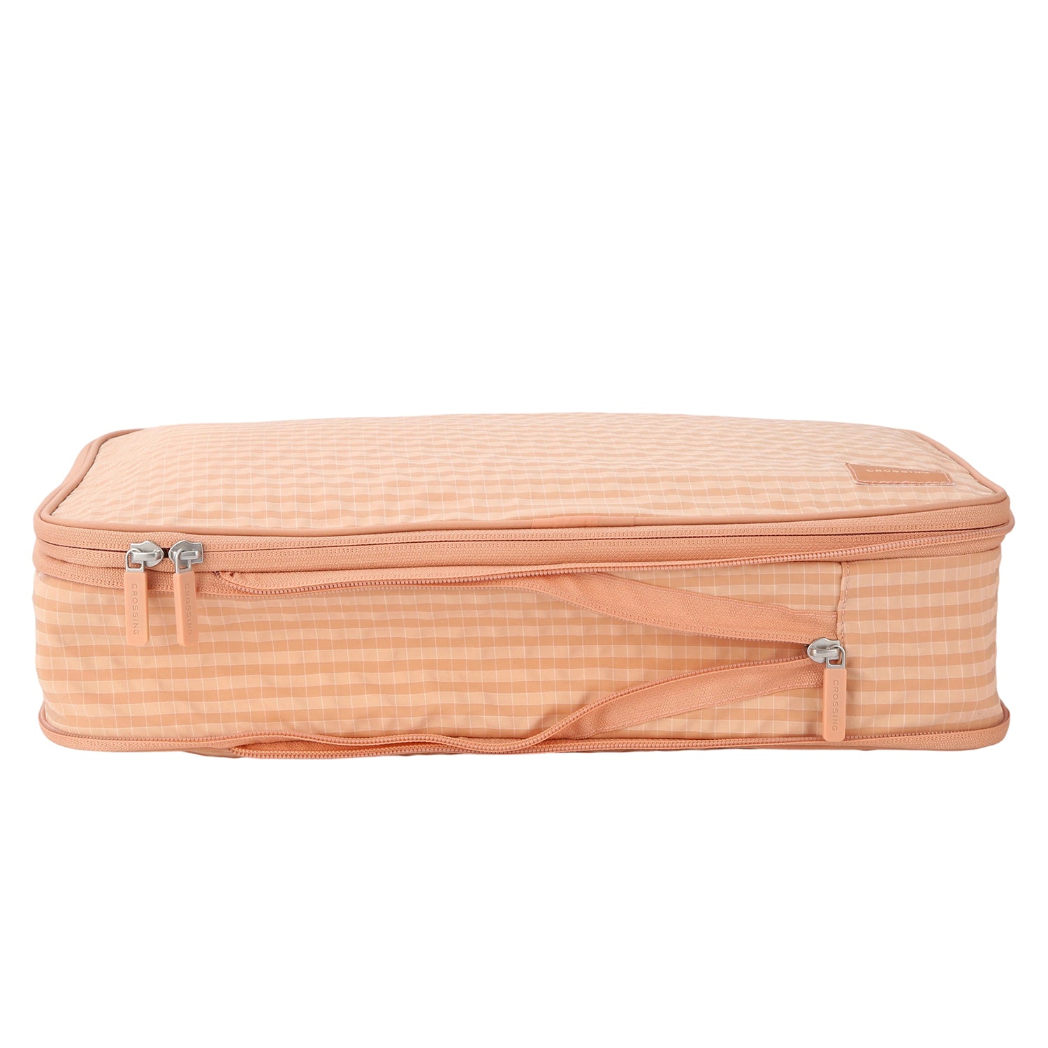 Crossing Waterproof Rayon Checked Compression Packing Cube Set (2-Piece Set) - Coral