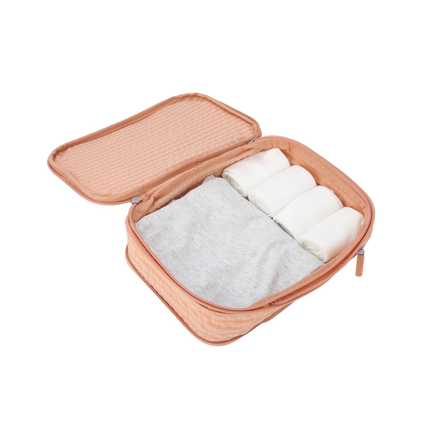 Crossing Waterproof Rayon Checked Compression Packing Cube Set (2-Piece Set) - Coral