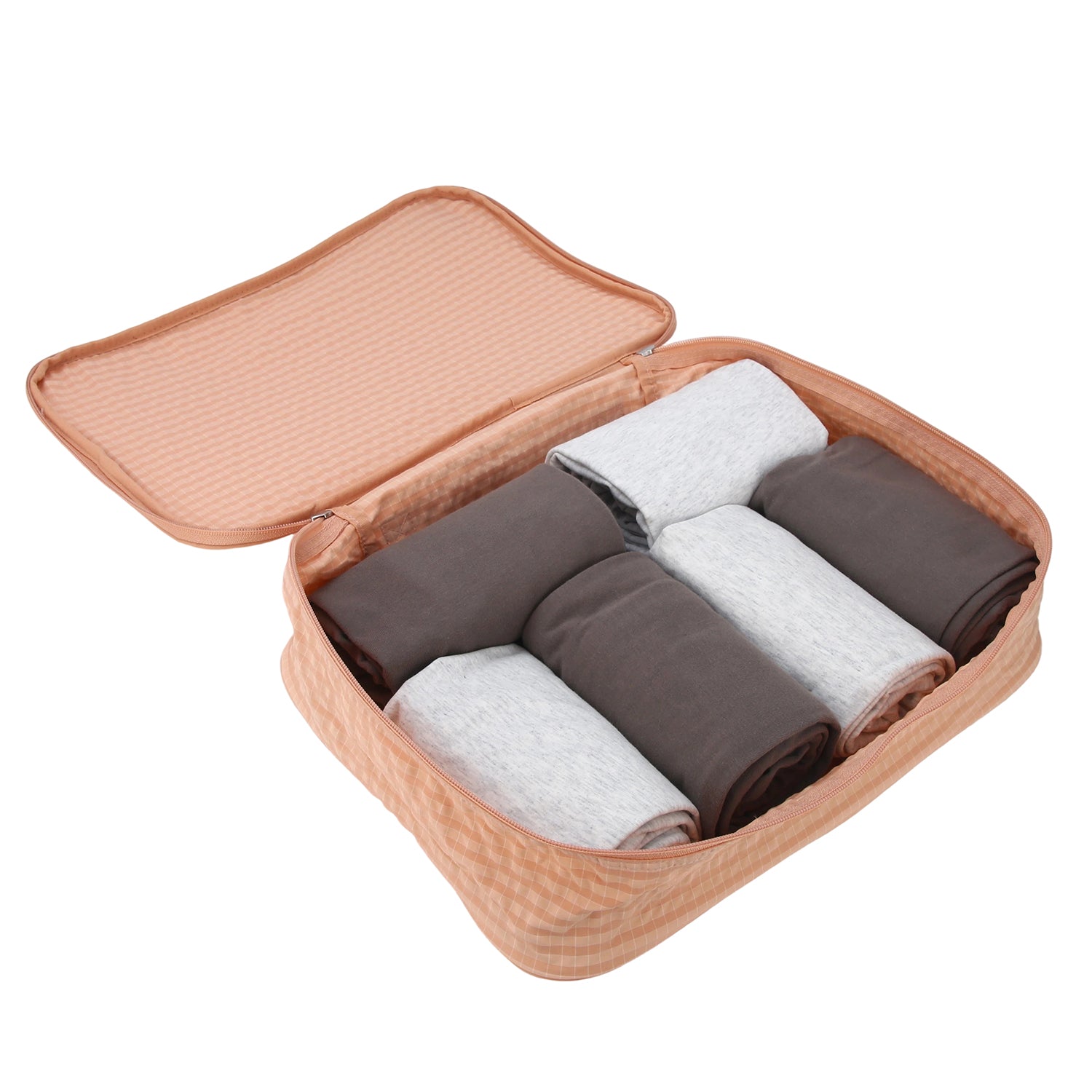 Crossing Waterproof Rayon Checked Packing Cube M - Coral