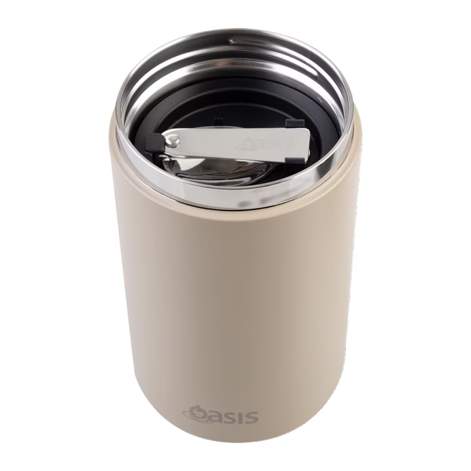 Oasis S/S Insulated Dual Compartment Food Jar W Handle And Spoon 700ML - Latte