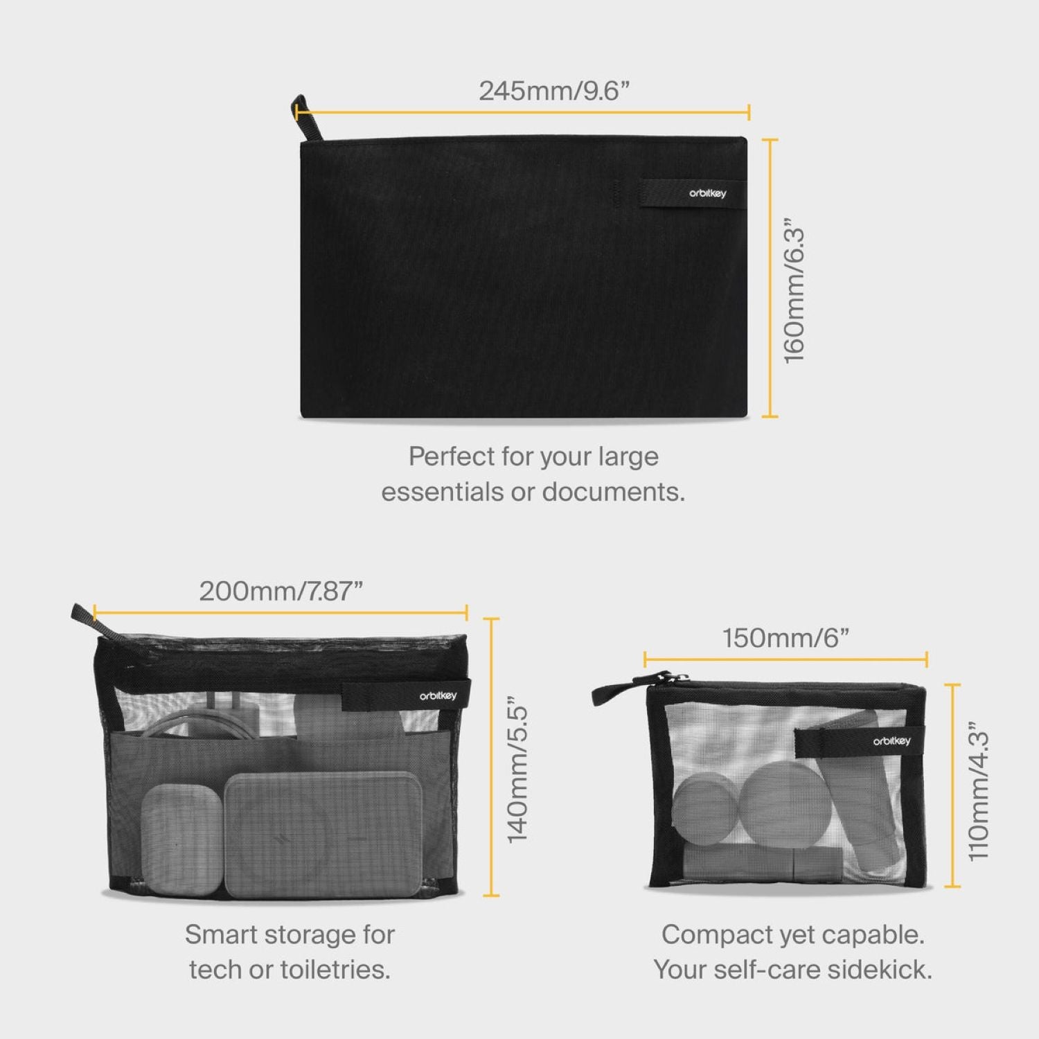 Orbitkey Essentials Pouch Trio (Black)