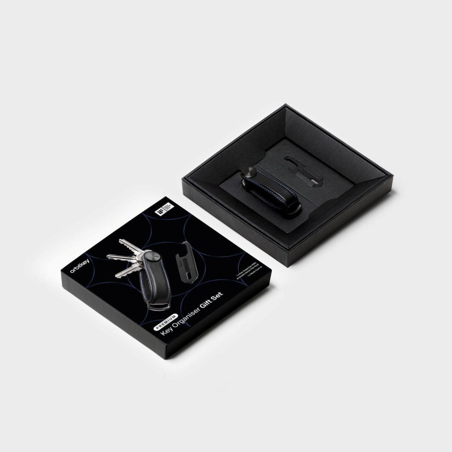 Orbitkey Leather Key Organiser Pro + Multitool V2 (Black/Blue)