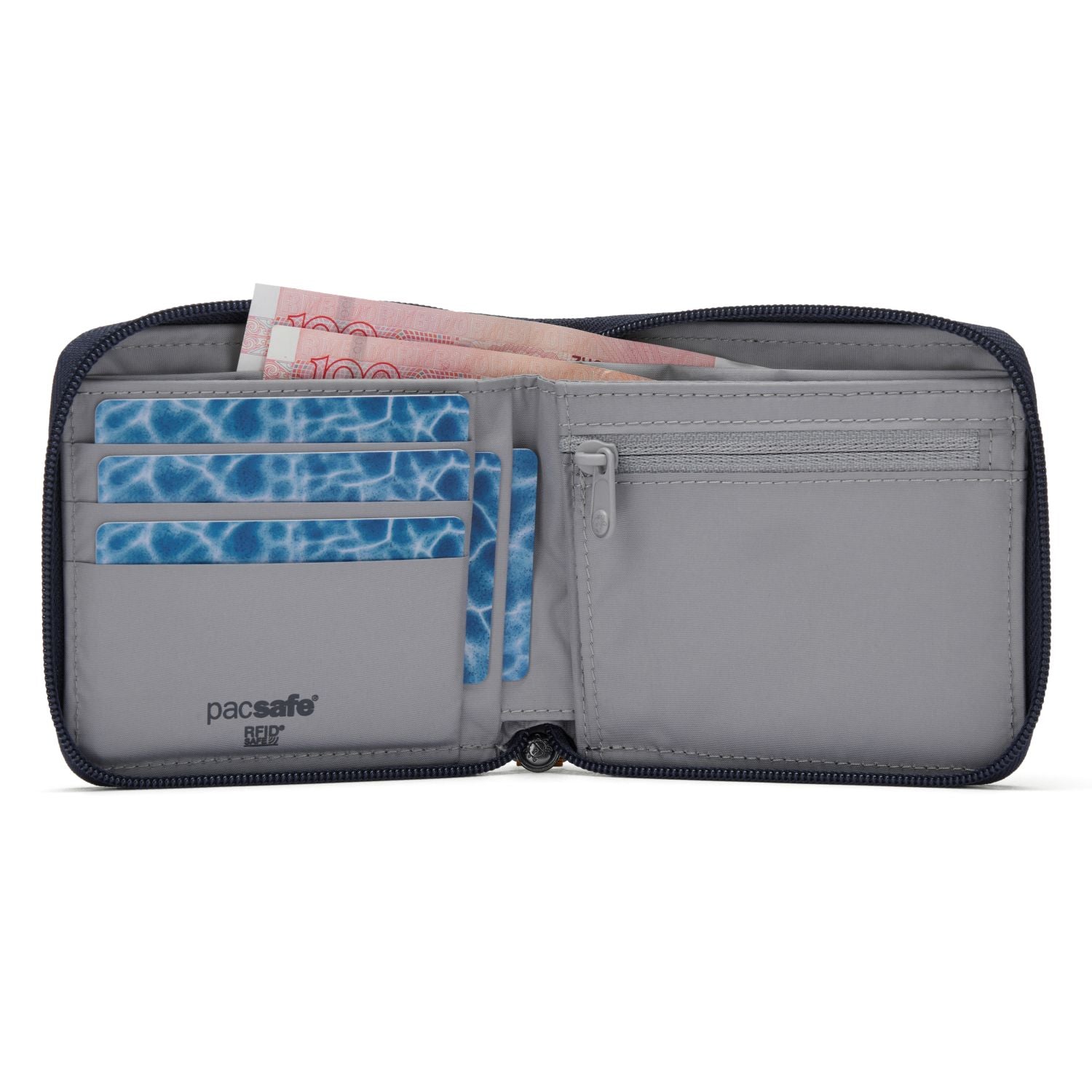 Pacsafe RFIDsafe RFID Blocking Zip Around Wallet - Coastal Blue