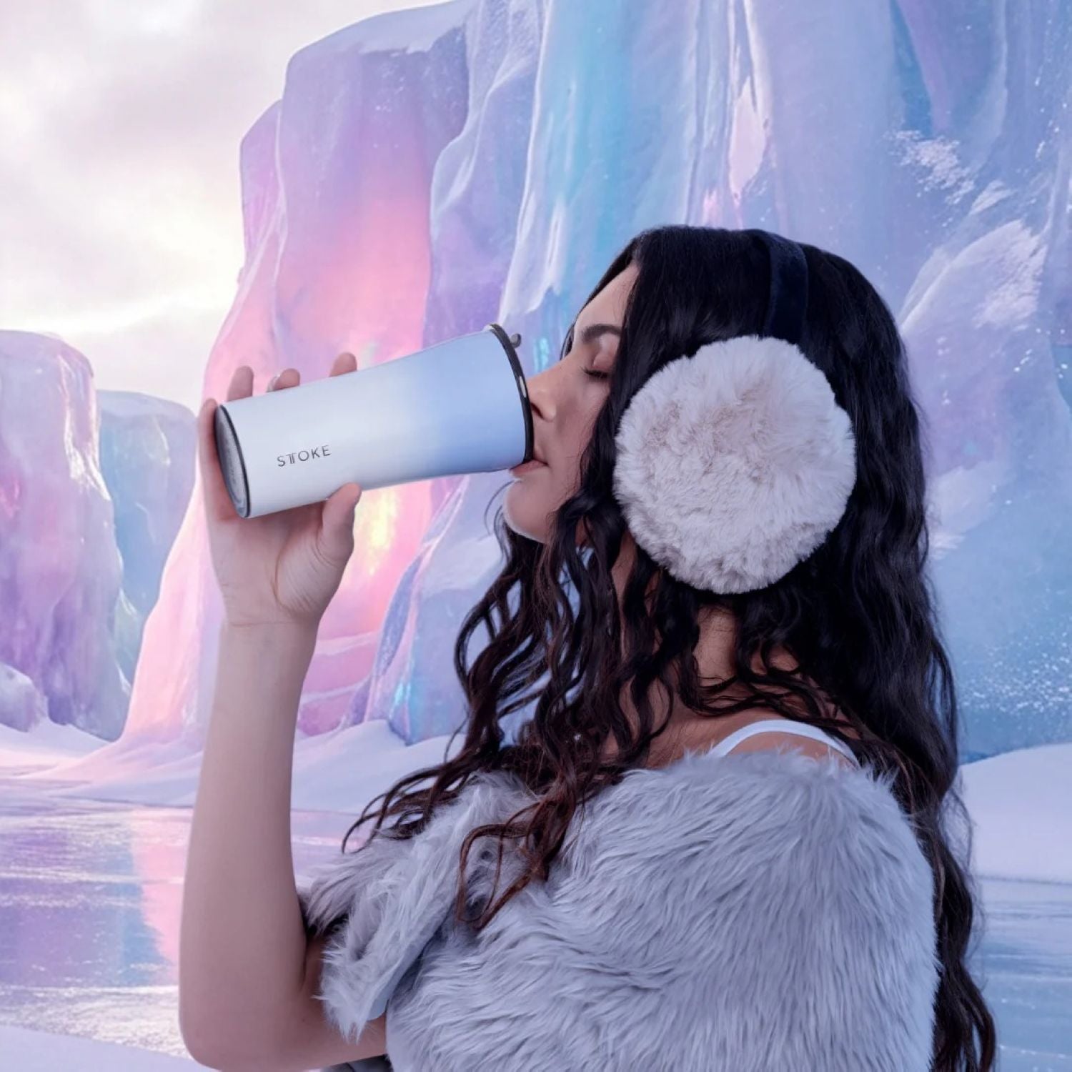 STTOKE Leakproof Flow Ceramic Insulated Cup 12oz - Glacial Blue