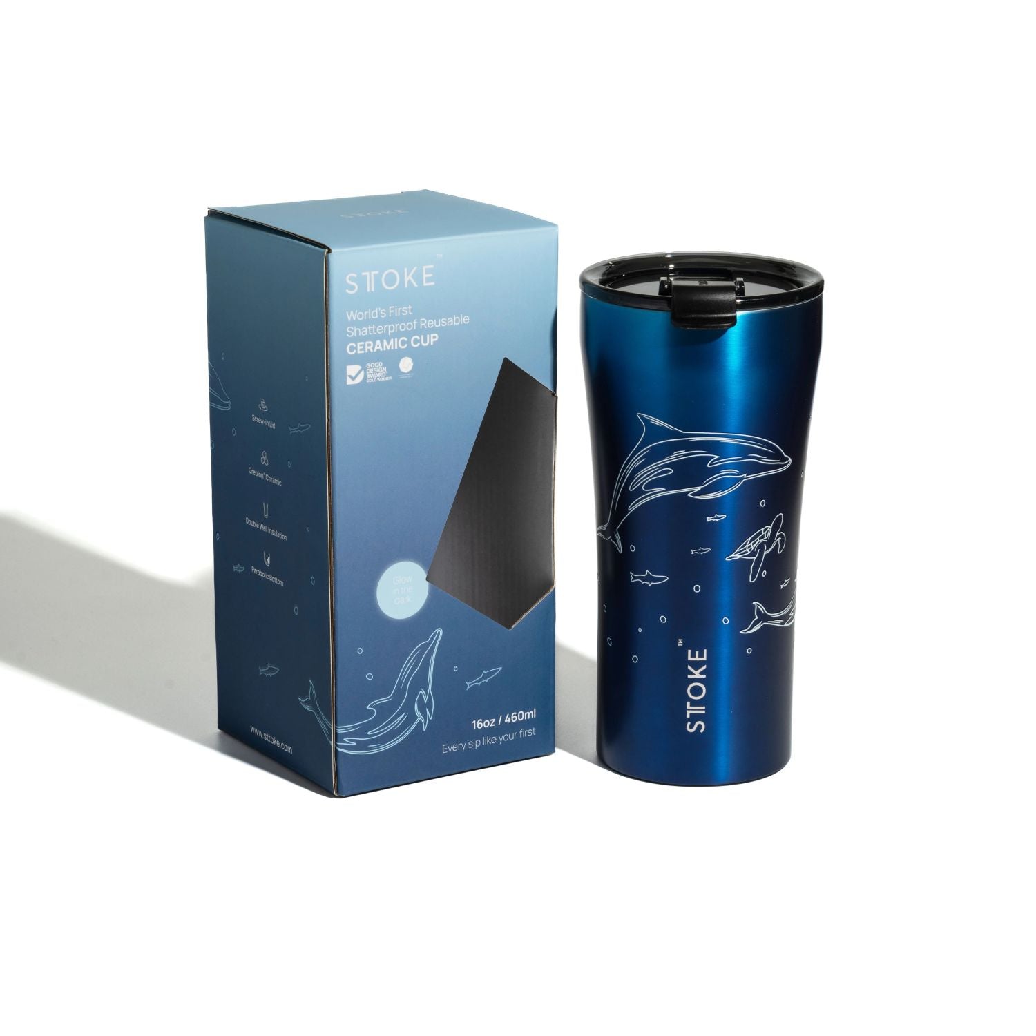 STTOKE Limited Edition Leakproof Ocean Series Insulated Cup 16oz - Dolphin