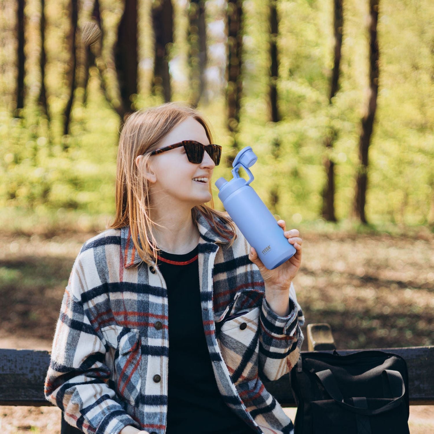 Tyeso Fizz Haze S/S Vacuum Insulated Bottle With Handle 1200ML - Purple Blue