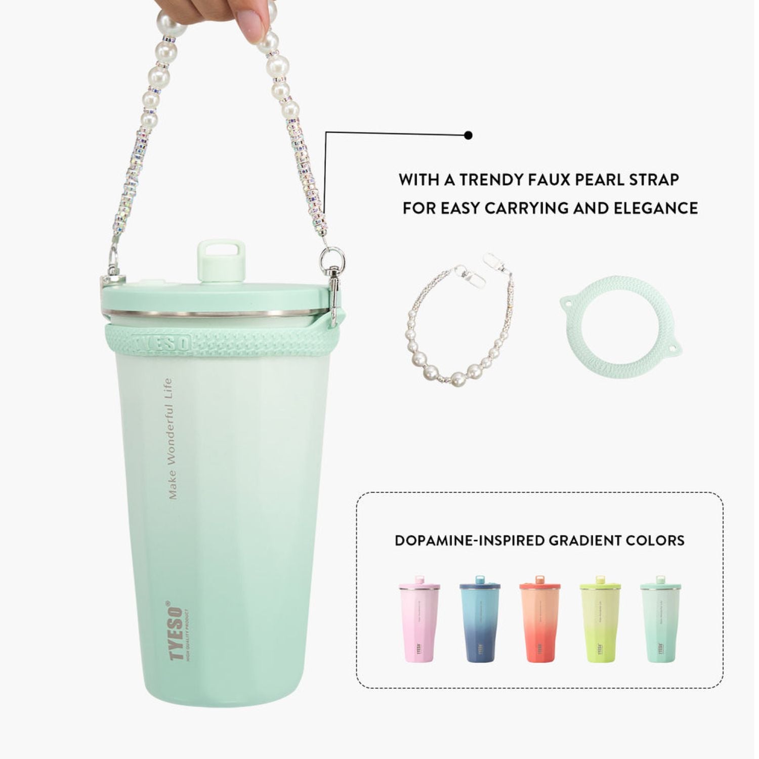 Tyeso Flaire 2.0 Retractable Straw S/S Vacuum Insulated Tumbler 600ML - Orange