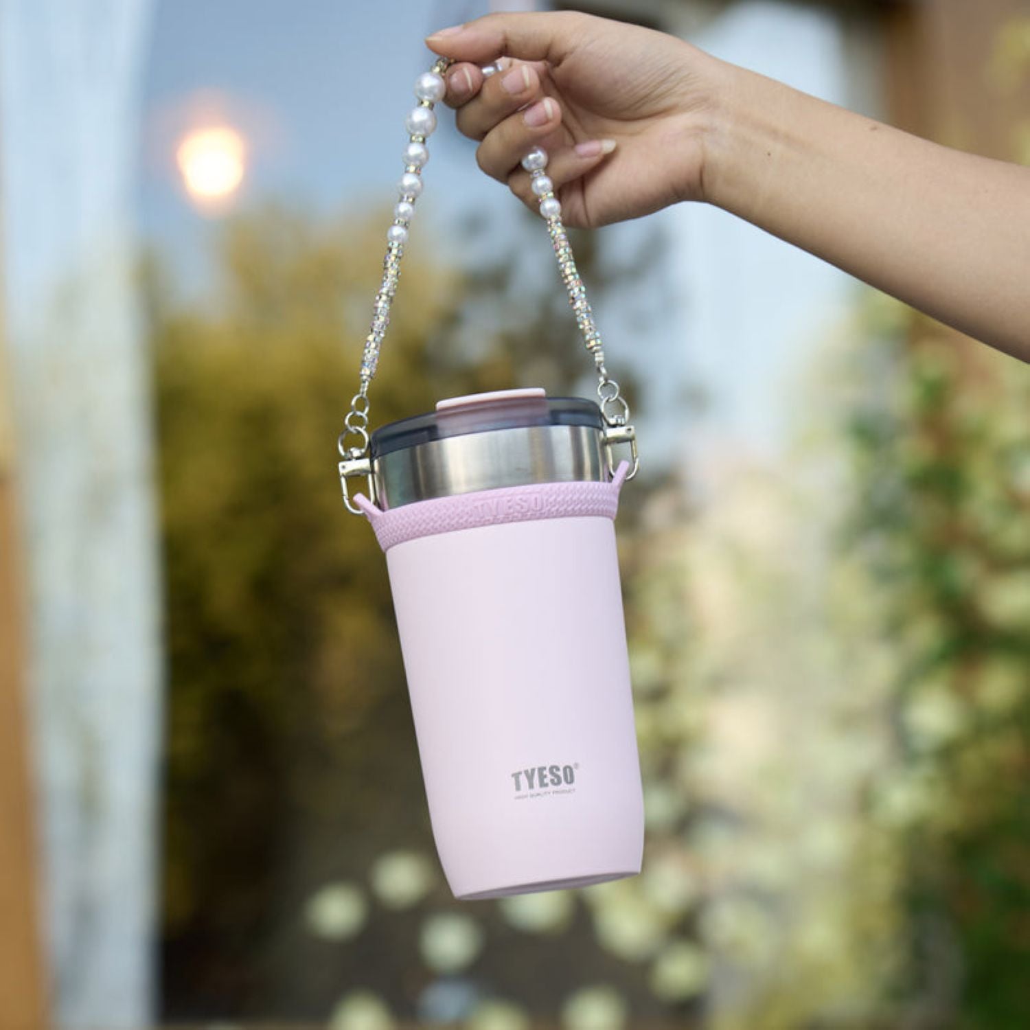 Tyeso Opaline Leakproof Flip Lid S/S Vacuum Insulated Tumbler 550ML - Pink