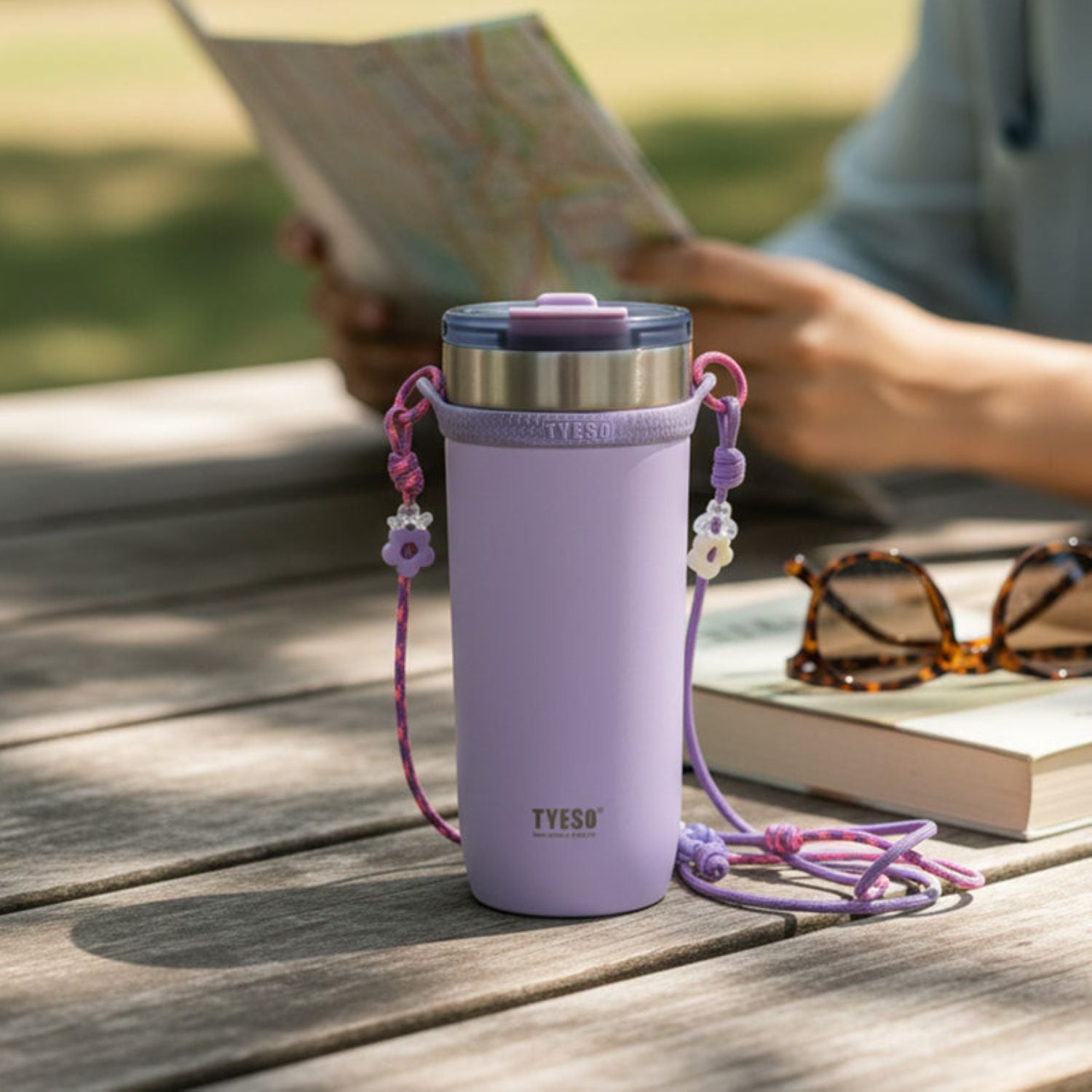 Tyeso Opaline Leakproof Flip Lid S/S Vacuum Insulated Tumbler 550ML - Purple