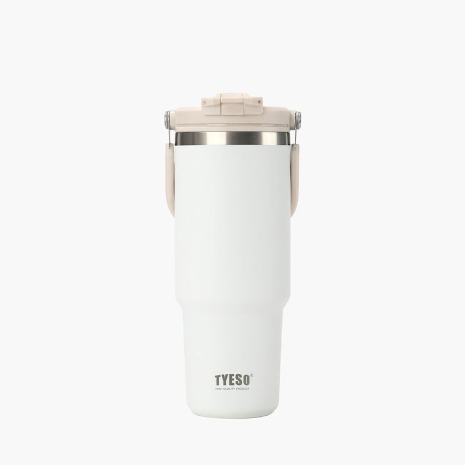 Tyeso Roam 2.0 Leakproof 2 In 1 Sip & Straw Lid S/S Vacuum Insulated Tumbler With Handle 900ML - White