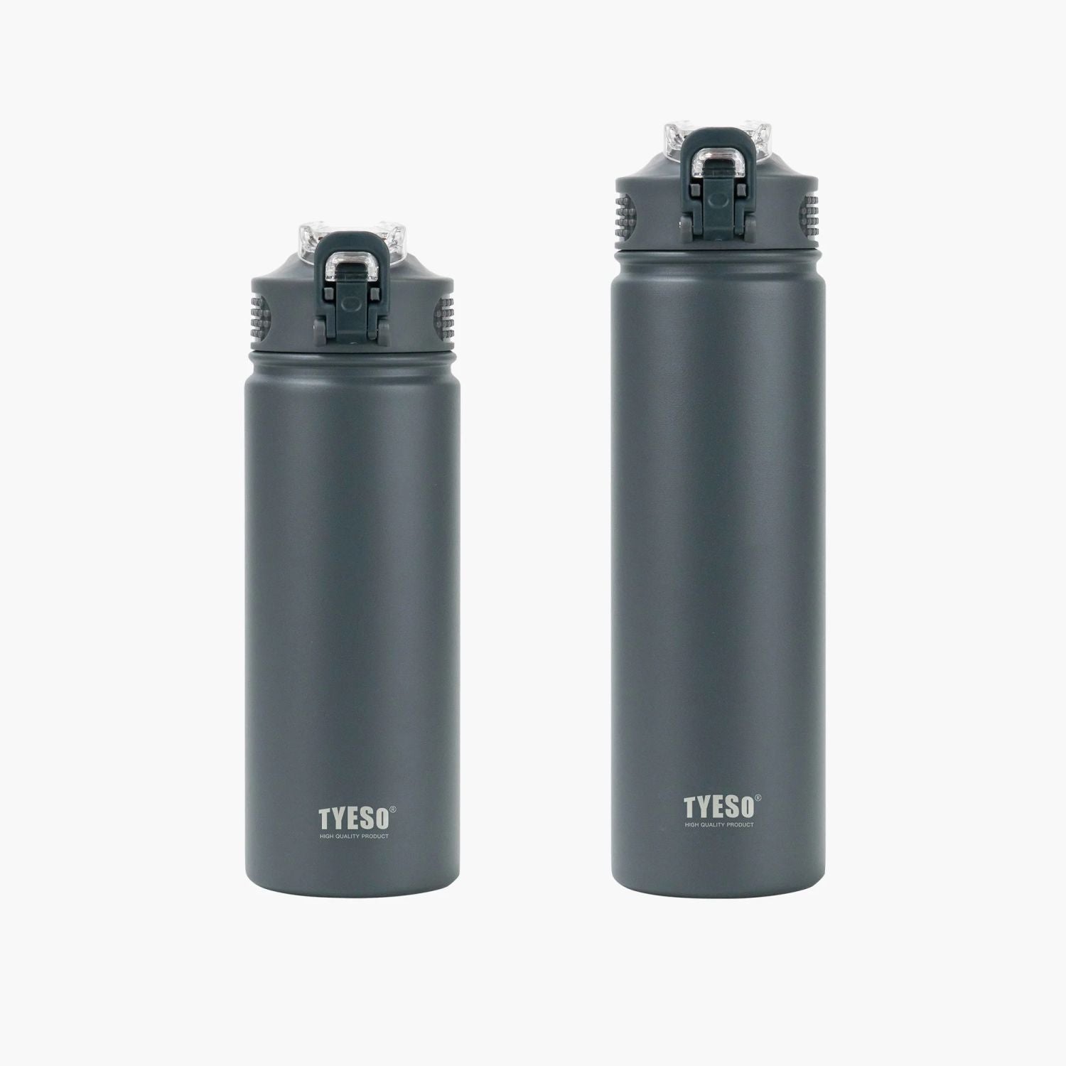 Tyeso Wander Lockable One Press Straw Flip Lid S/S Vacuum Insulated Bottle With Handle 600ml - Gray