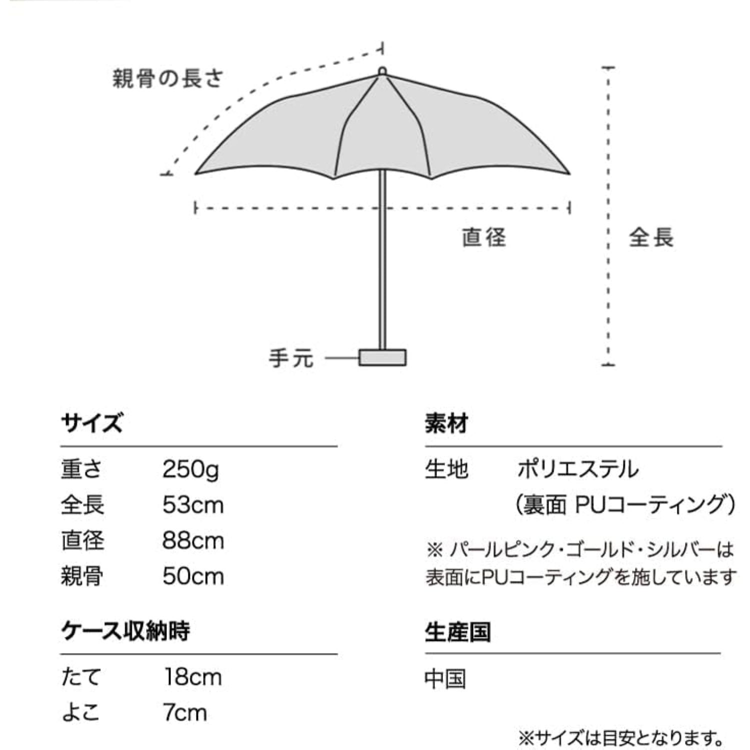 WPC Color Inside (2025) UV Protection Upf 50+ Umbrella 50cm (Pearl Pink)