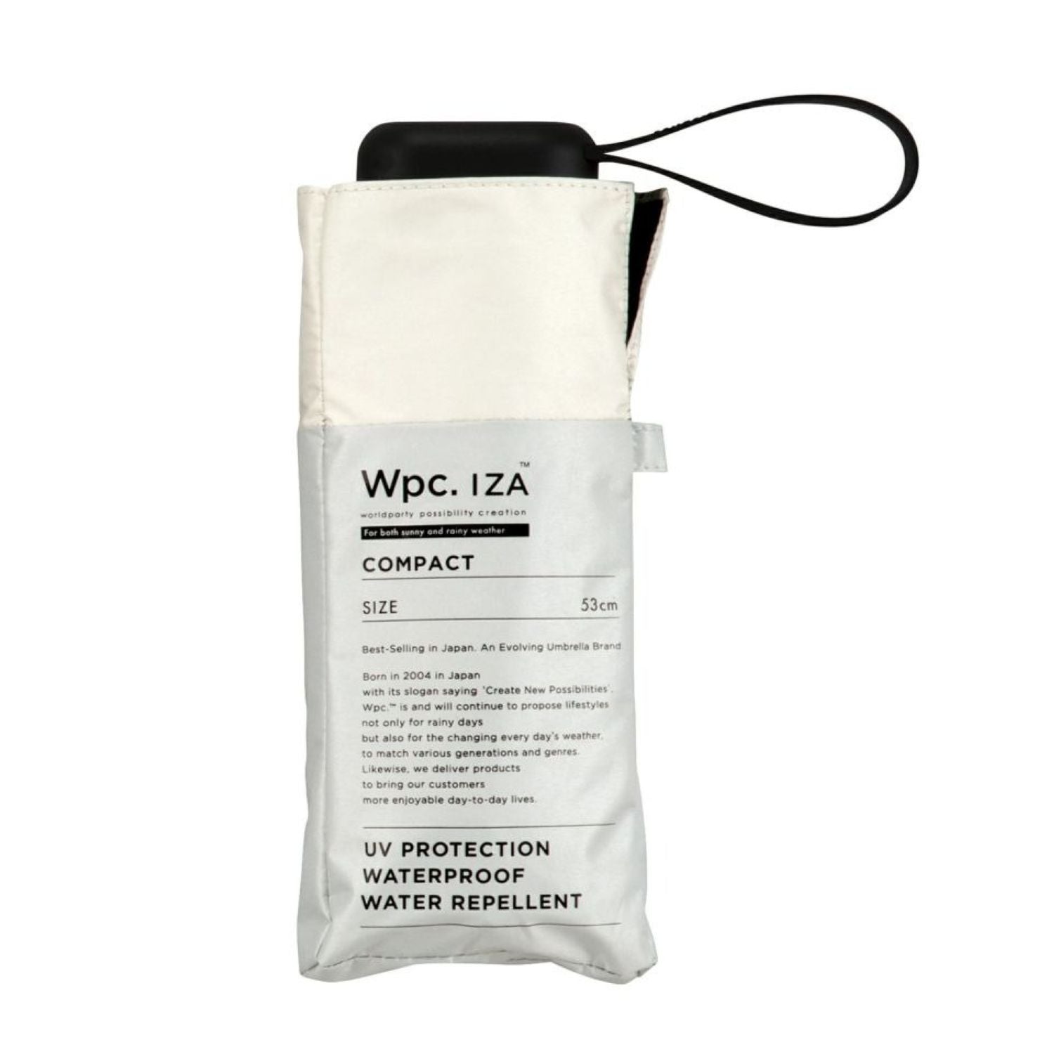 WPC IZA Compact (2025) UV Protection UPF 50+ Umbrella 53cm (Light Grey X Off White)