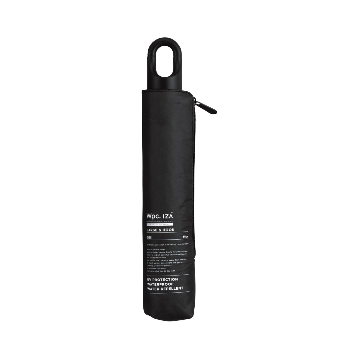 WPC IZA Large & Hook UV Protection UPF 50+ Folding Umbrella 55cm (Black)