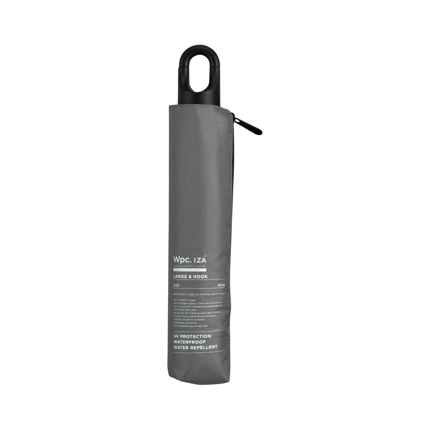WPC IZA Large & Hook UV Protection UPF 50+ Folding Umbrella 55cm (Grey)
