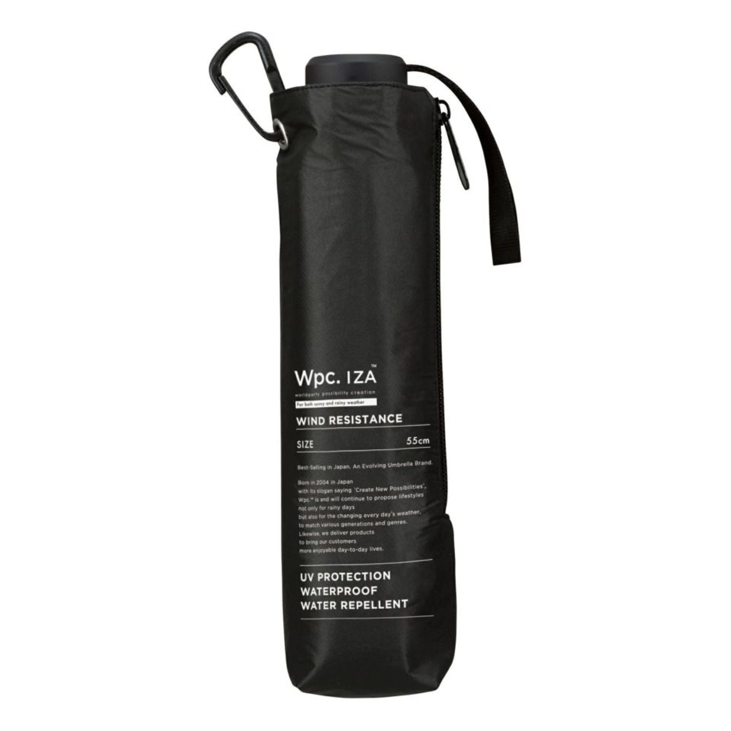 WPC IZA Wind Resistance (2025) UV Protection UPF 50+ Men's Umbrella 55cm (Black)