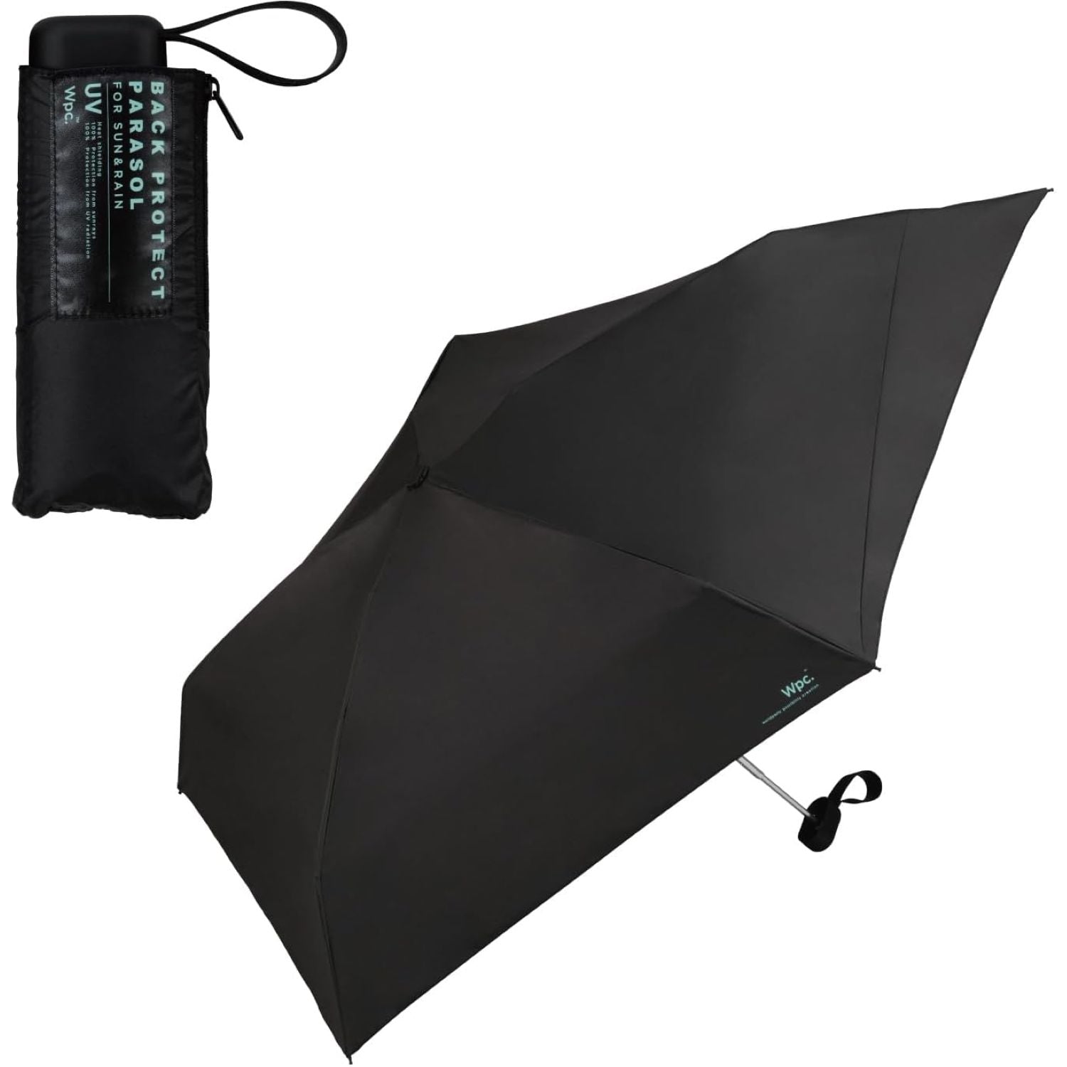 WPC Tiny Back Protect UV Protection Water Repellent Folding Umbrella 50cm (Black X Black)