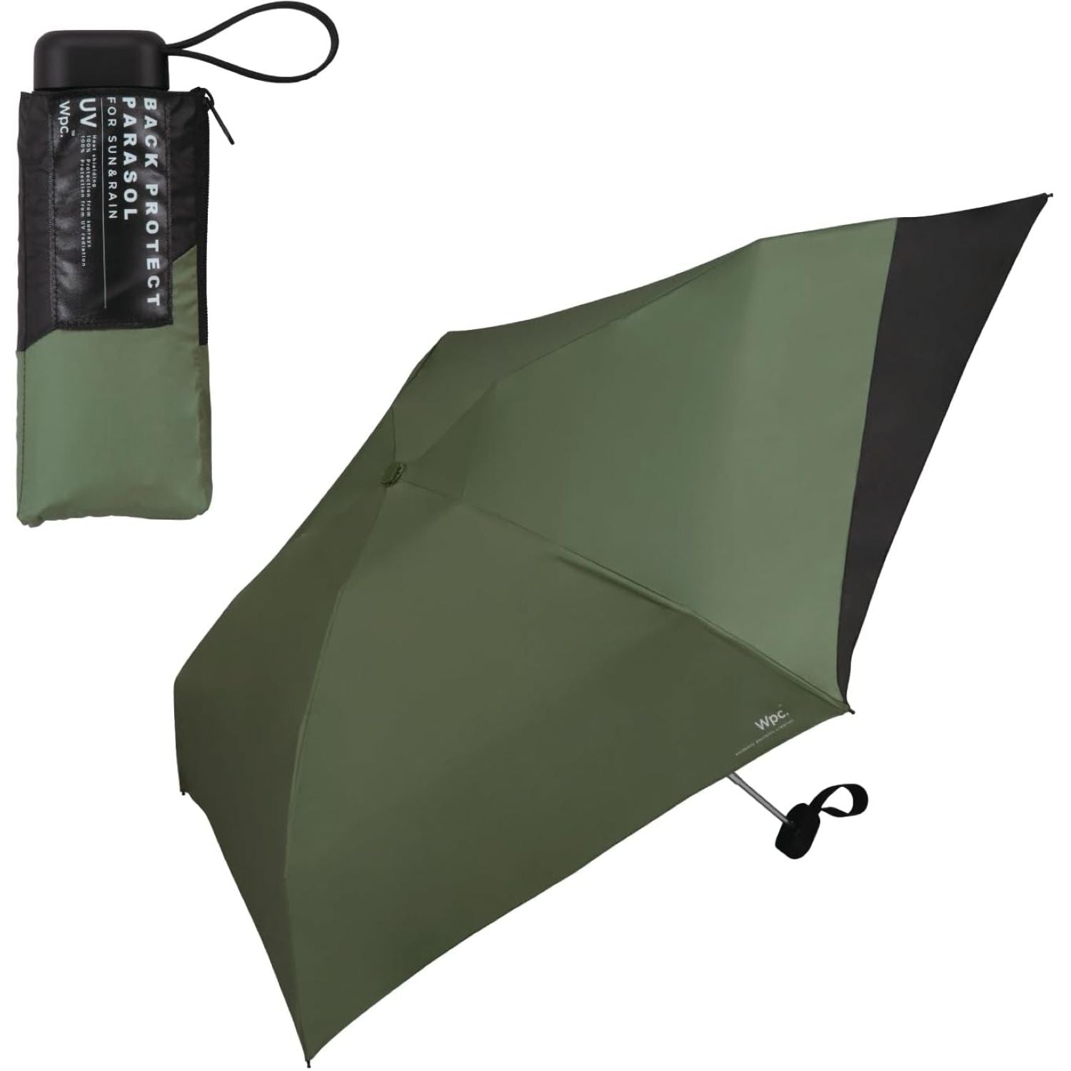 WPC Tiny Back Protect UV Protection Water Repellent Folding Umbrella 50cm (Khaki X Black)